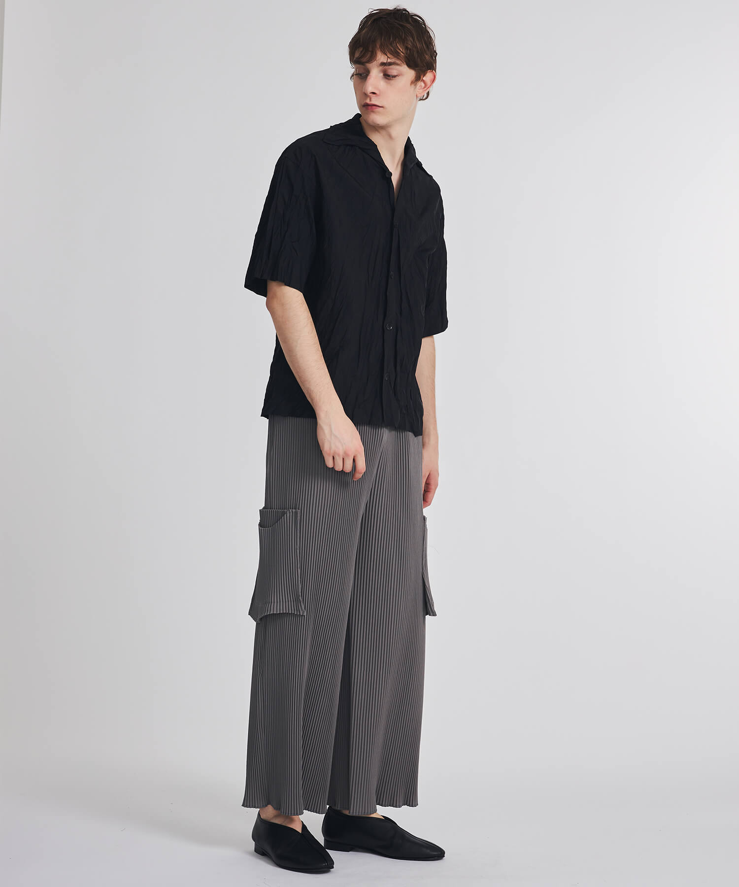 TH PRODUCTS - OPEN COLLAR SHIRT (BLK) | litnik.in.ua