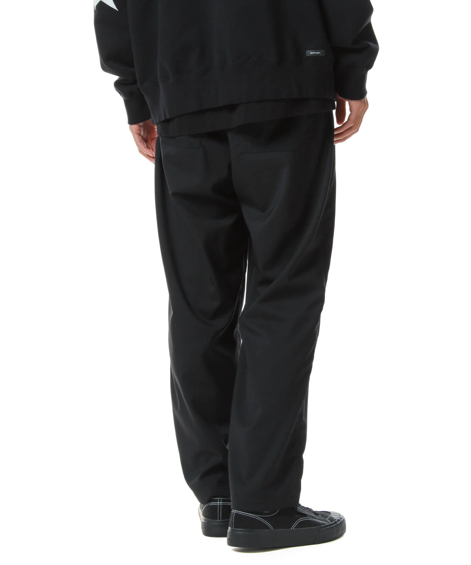 WIDE BELTED BAGGY TUCK TAPERED PANTS(M BLACK): SOPHNET.: MENS