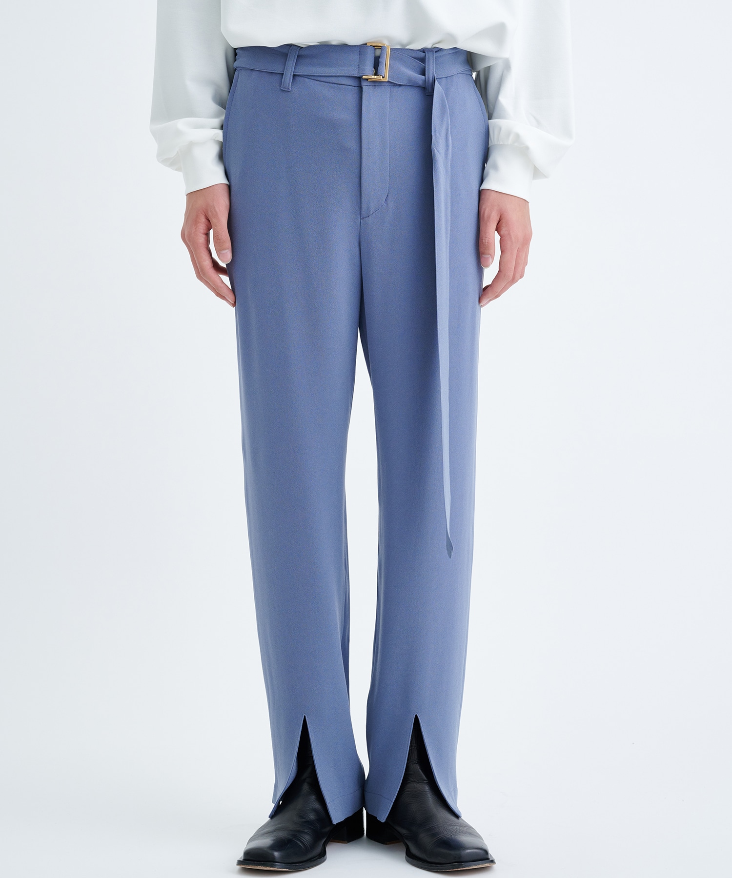 BELTED CENTER SLIT SLACKS(1 BLUE): CULLNI: MENS｜ STUDIOUS ONLINE