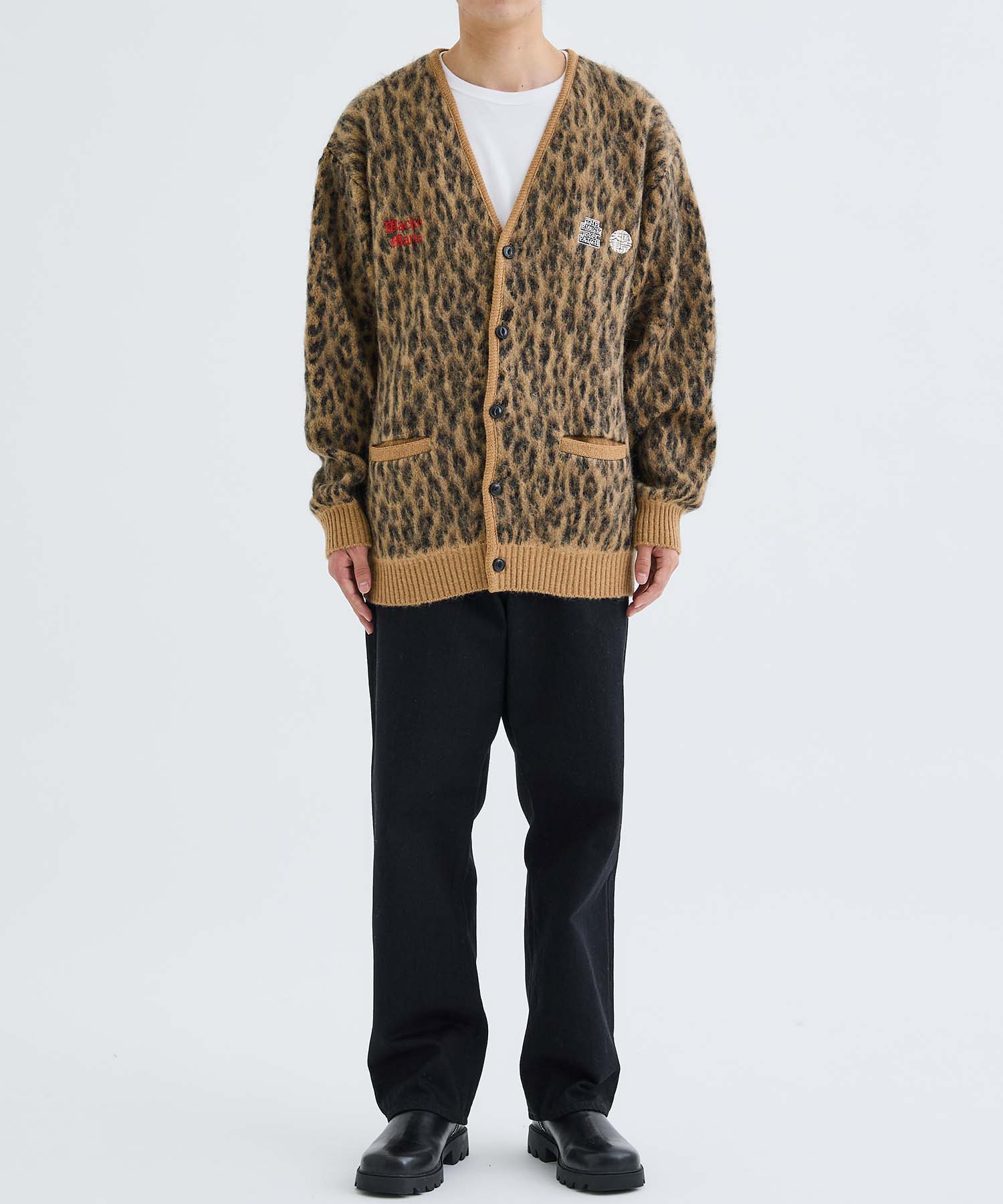 L WACKO MARIA LEOPARD MOHAIR CARDIGAN-