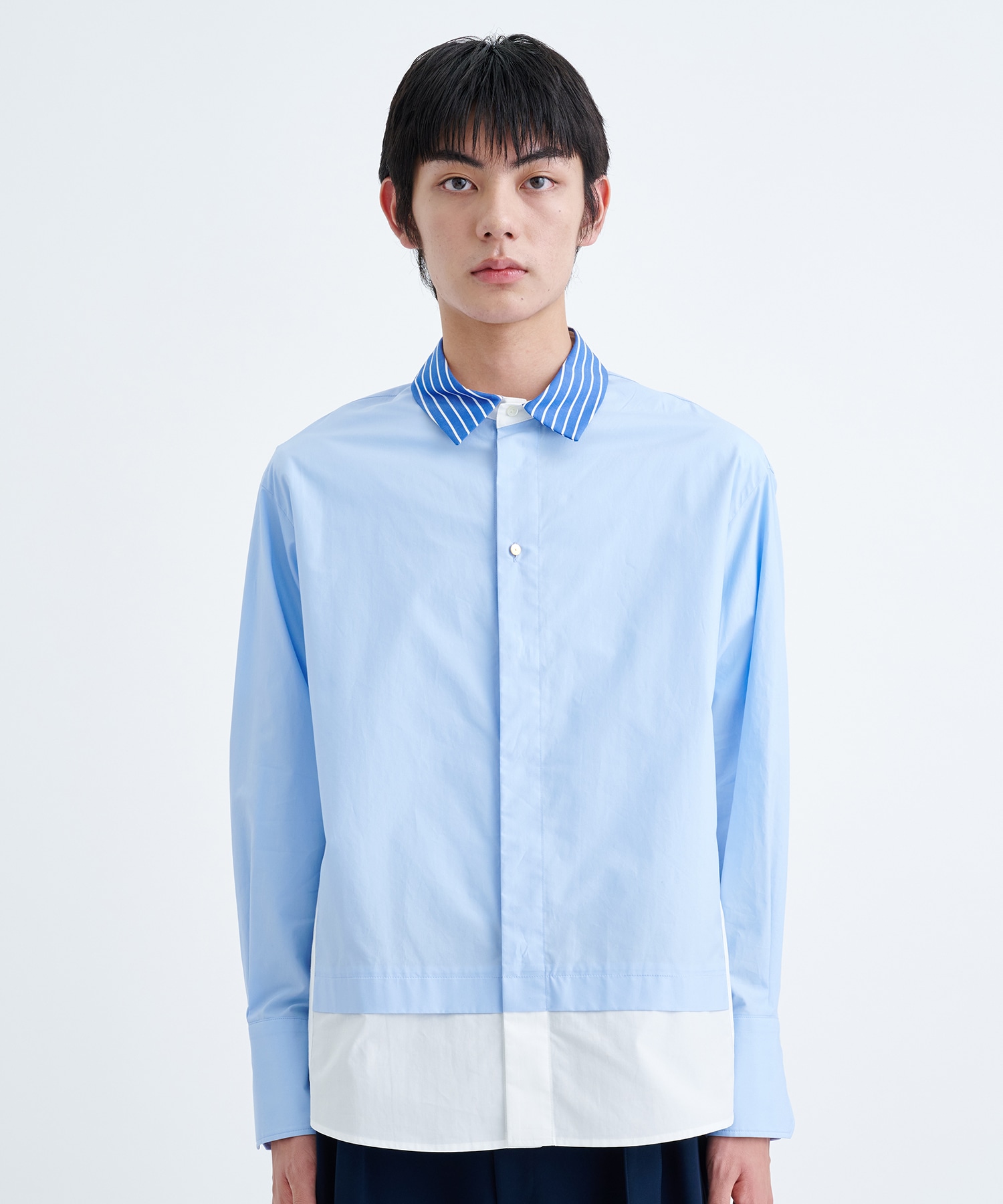 Combination Stripe High Count Cotton Shirt | CULLNI