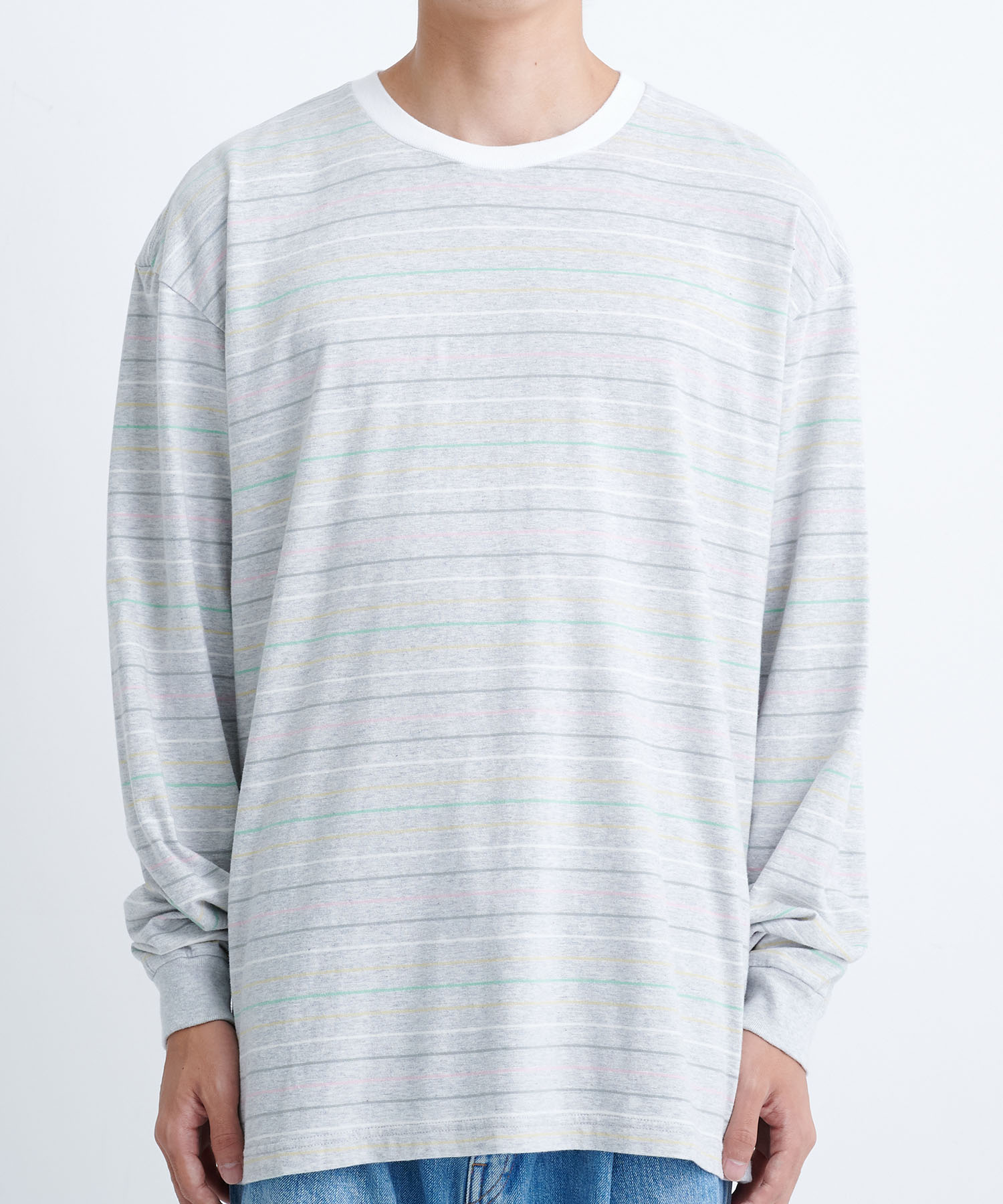 Long-sleeve border T-shirt | UNUSED