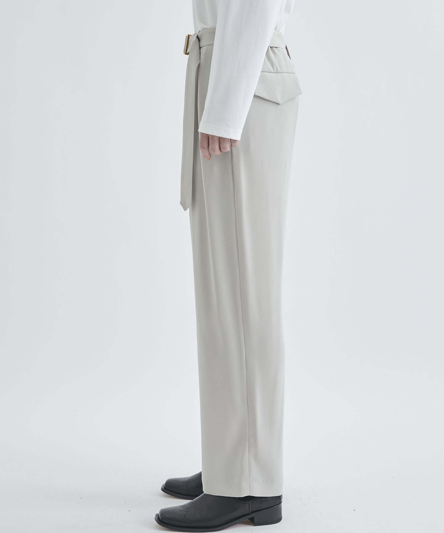 Double Satin 2 Tuck Wide Pants | CULLNI