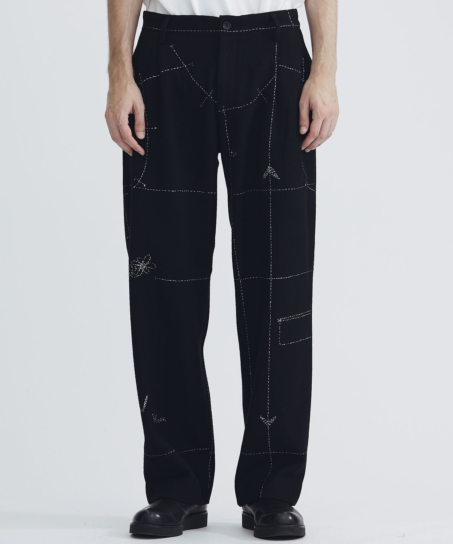 パンツ スラックス 【KHOKI / コッキ】Hand embroidery pants-