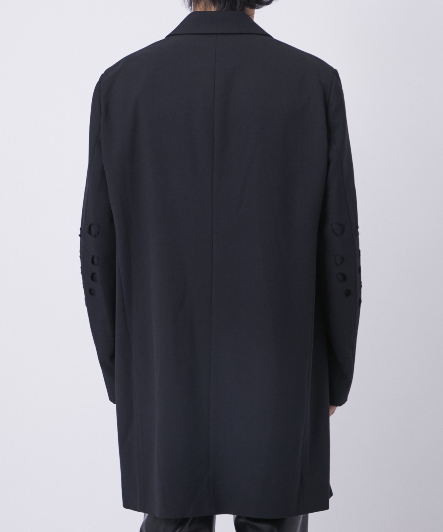 WOVEN CIRCLE BROCKEN LONG JACKET ALMOSTBLACK