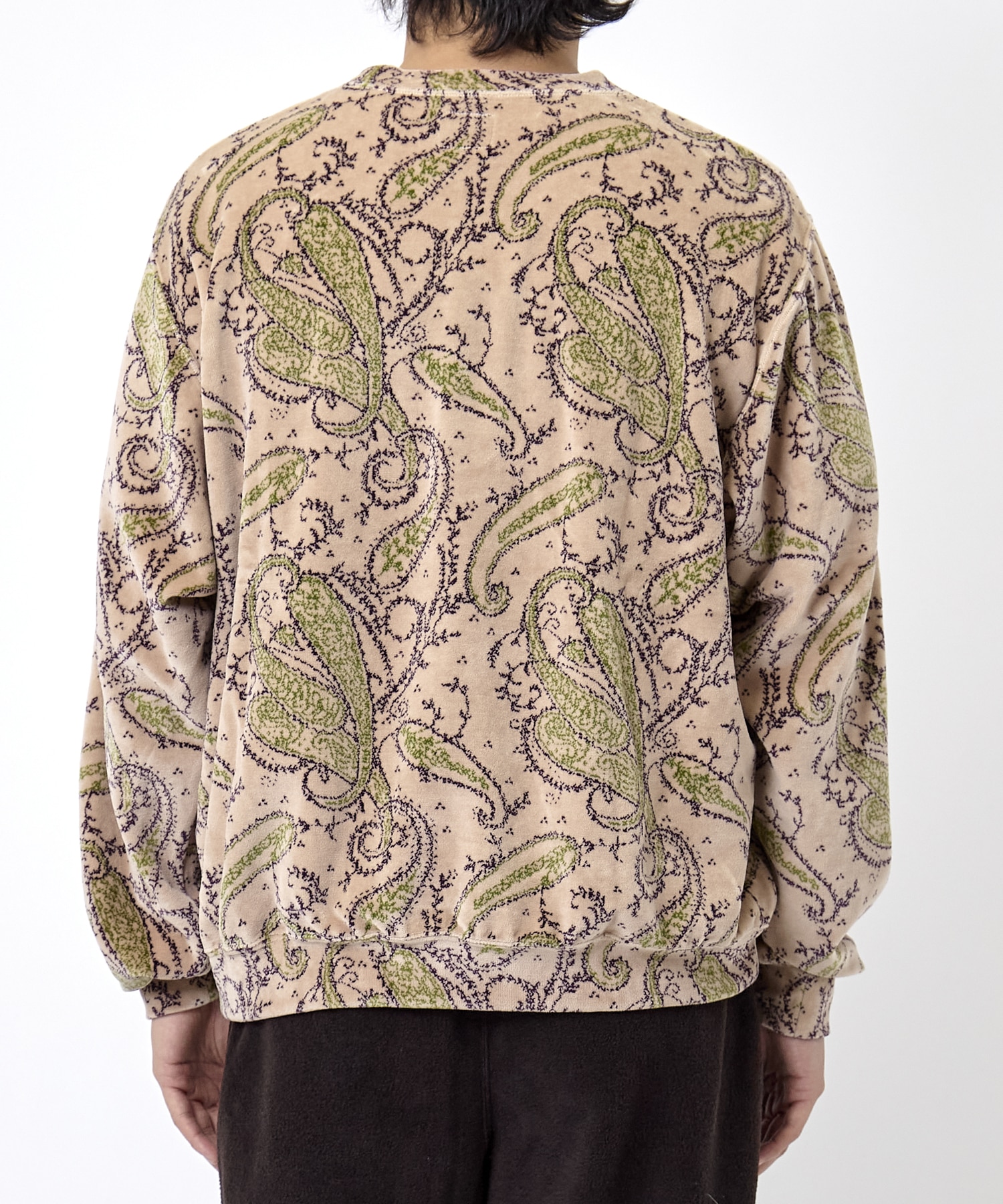 Crew Sweat Shirt - C/PE Paisley Velour Jq. NEEDLES