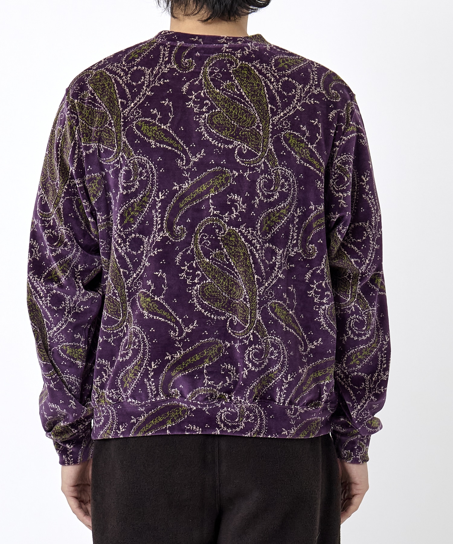 Crew Sweat Shirt - C/PE Paisley Velour Jq. NEEDLES