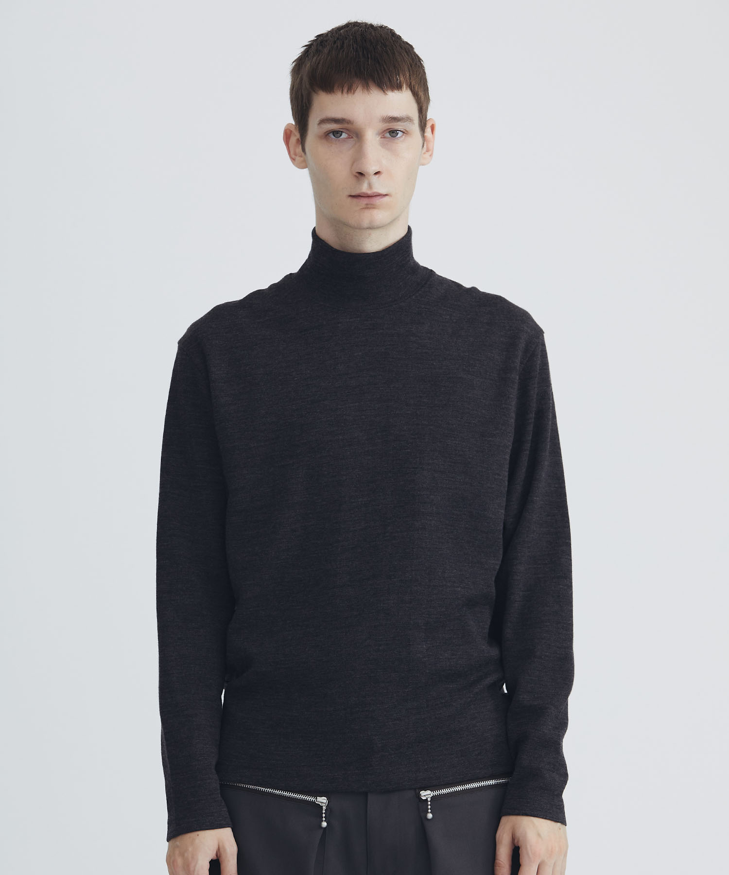 Highneck  Pullover Shirts-ウールポンチ Cale