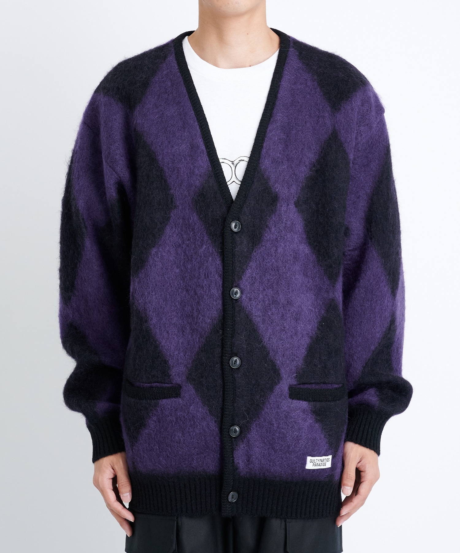 特別セール品】 WACKO MARIA/MOHAIR KNIT CARDIGAN（パープル