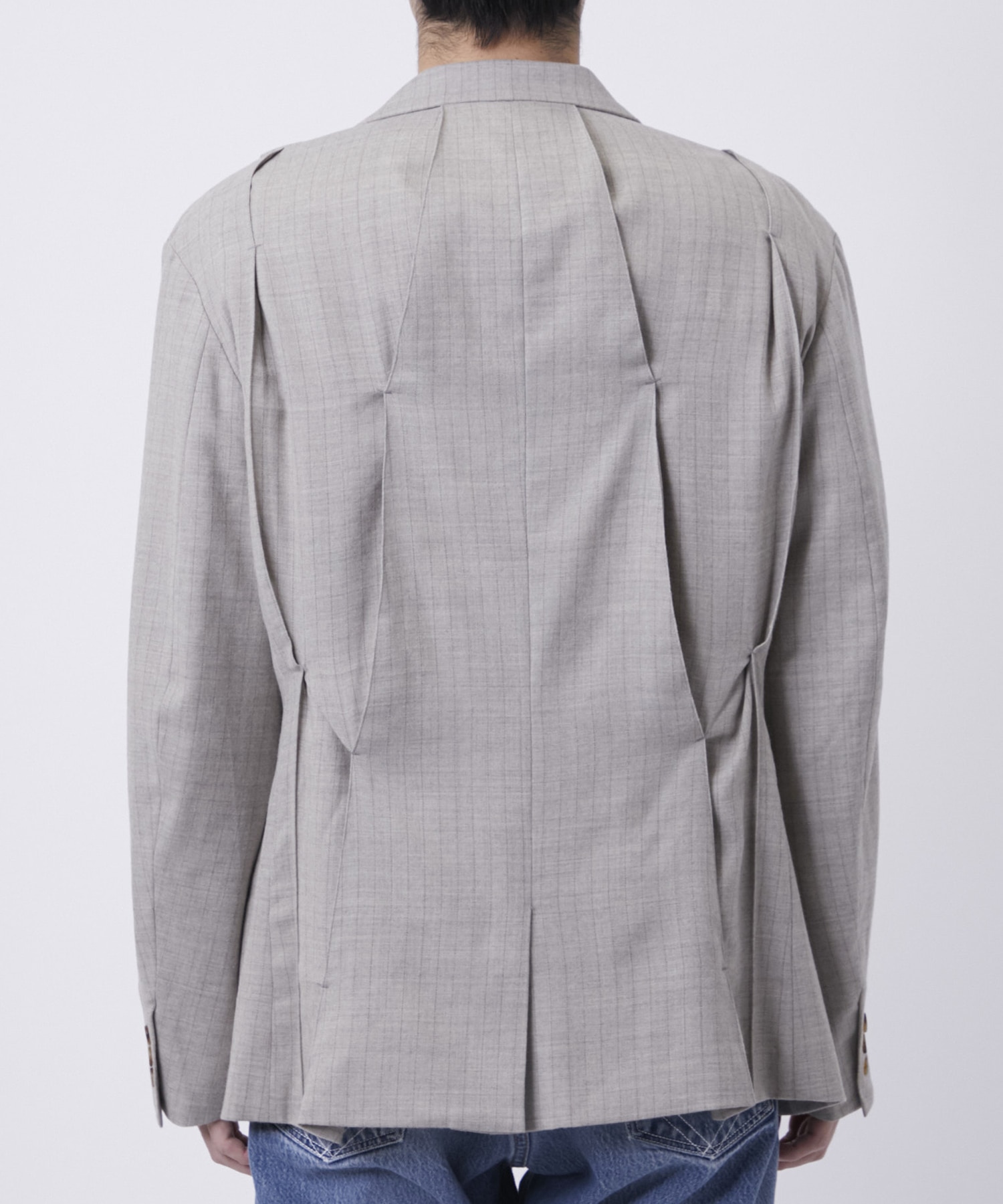 Pleat-detail single-breasted jacket KHOKI