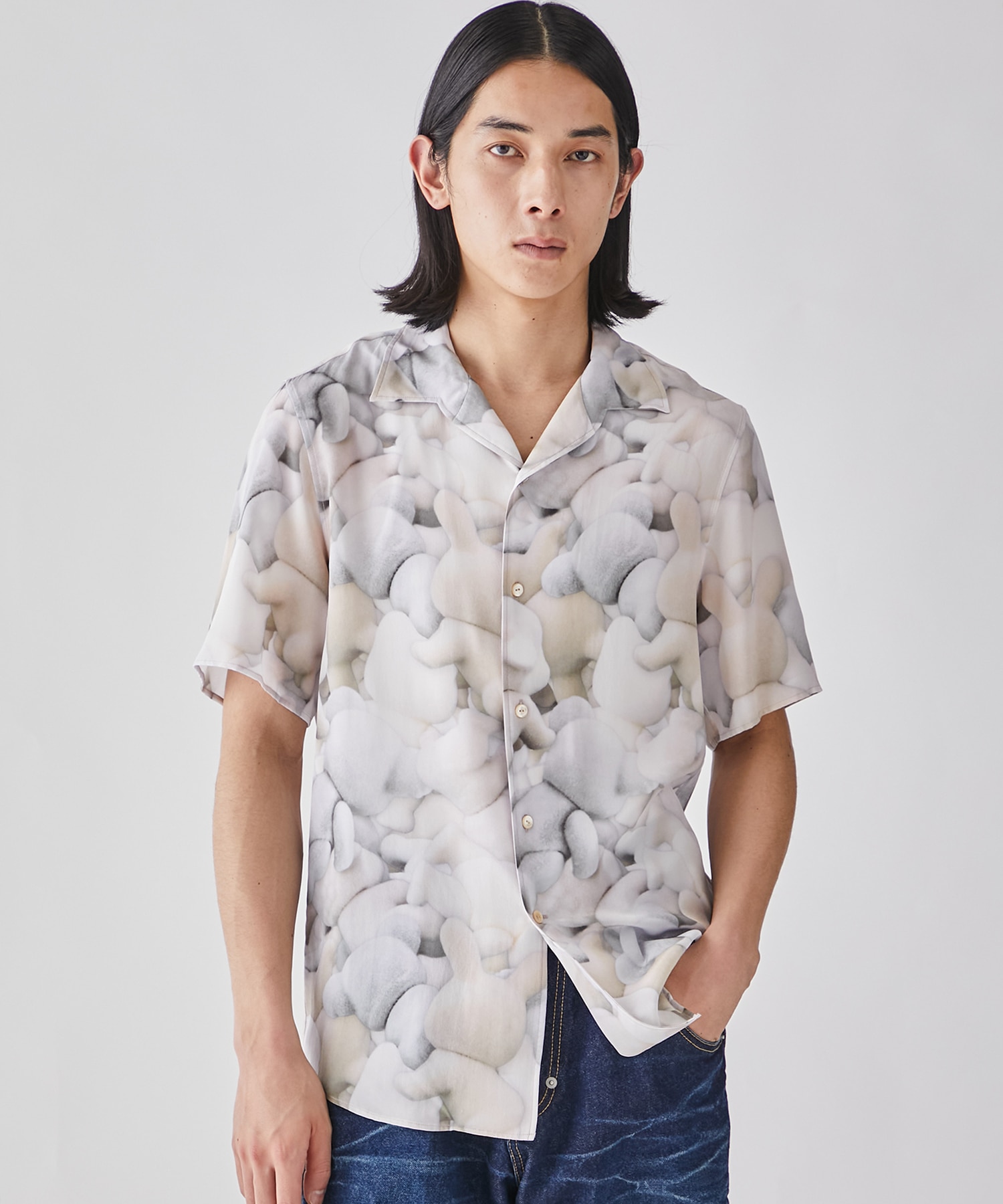 PRINT OPEN COLLAR SHIRT MASU