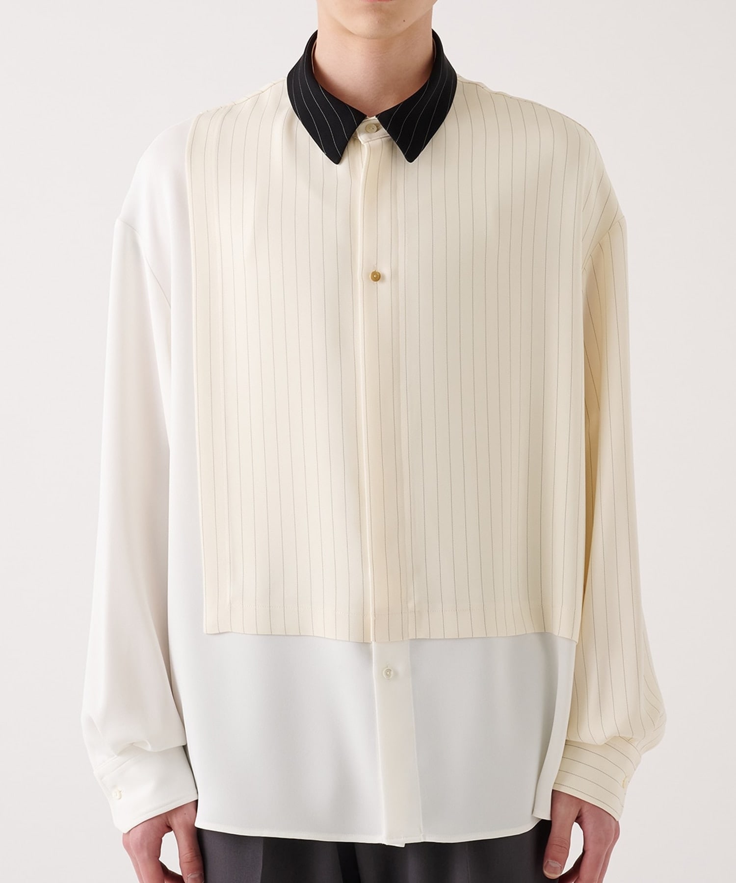Double Cloth Asymmetrical Stripe Shirt CULLNI