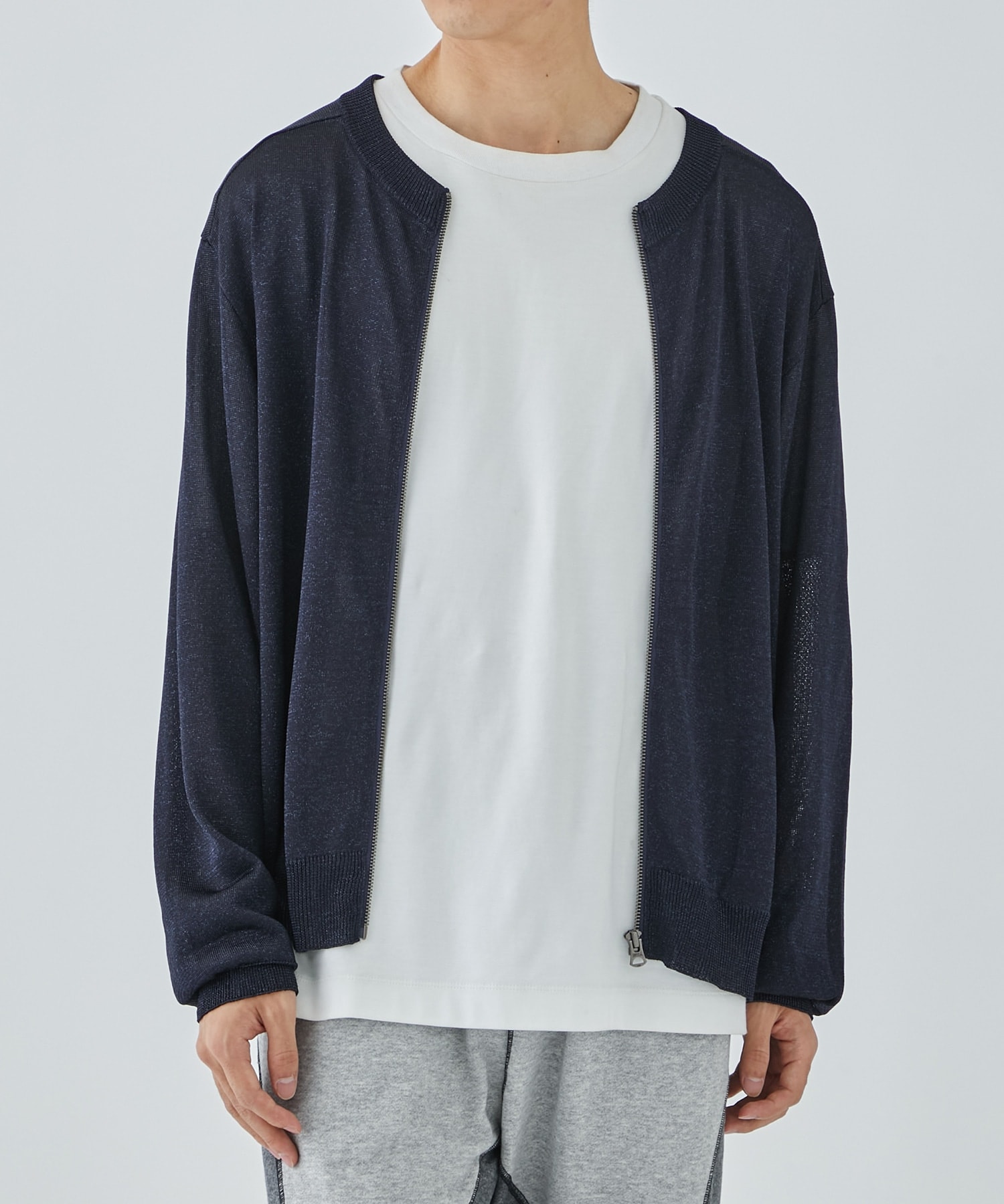 LAME ZIP UP KNIT