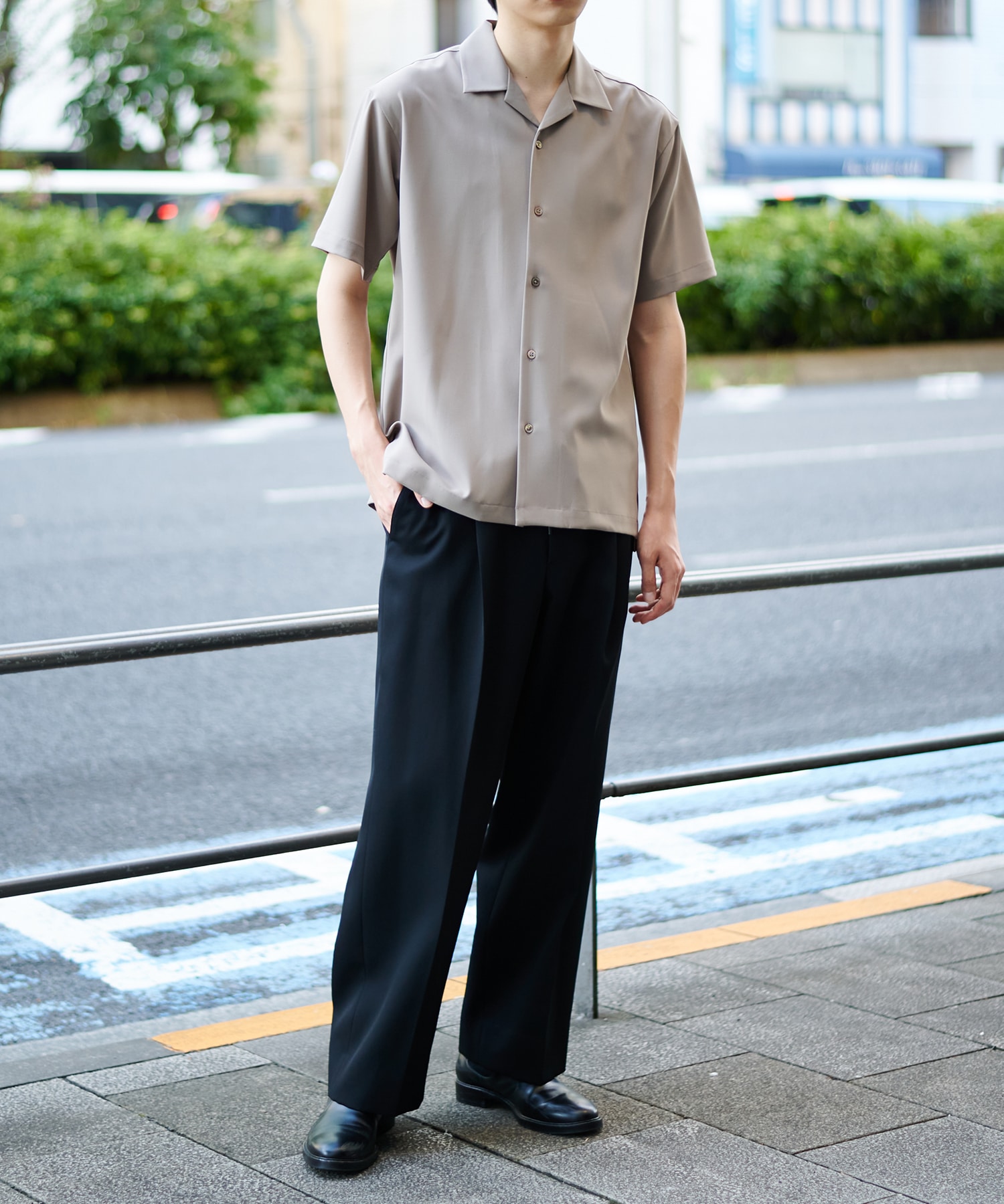 DRY TWILL OPEN COLLAR S/S SHIRT STUDIOUS