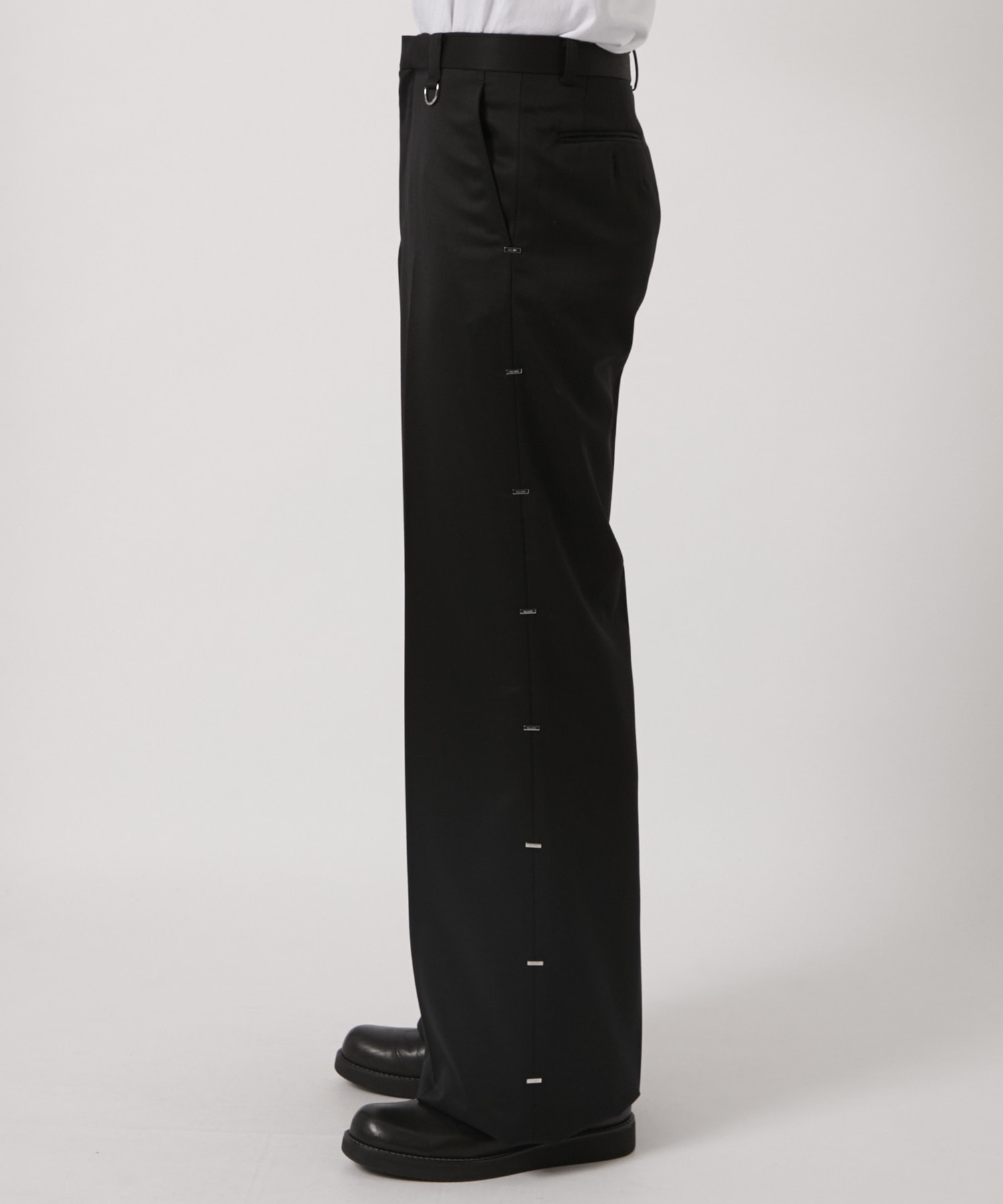 WOOL METAL LINE WIDE TROUSERS JOHN LAWRENCE SULLIVAN