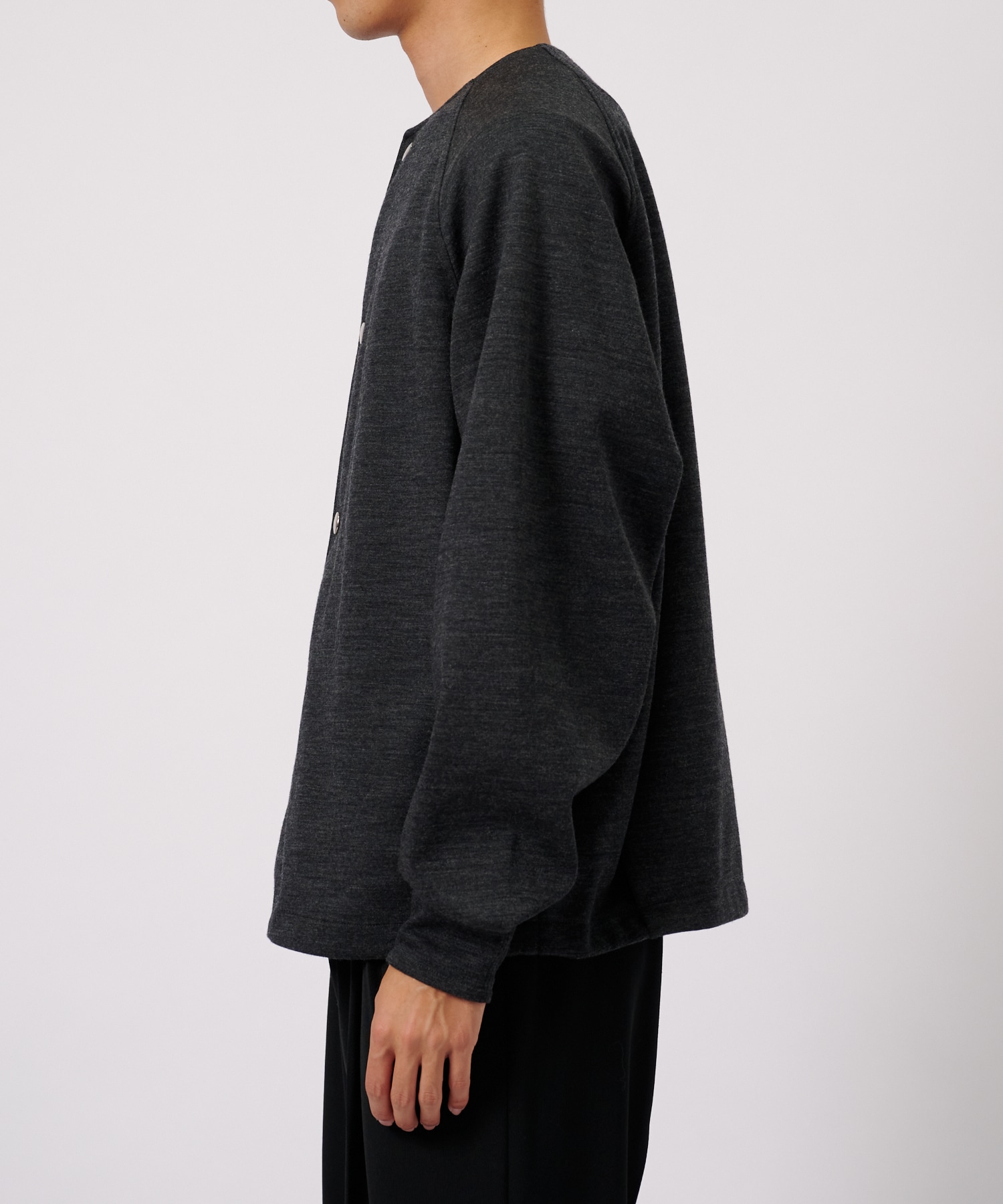 RERACS COLLARLESS SNAP CARDIGAN THE RERACS