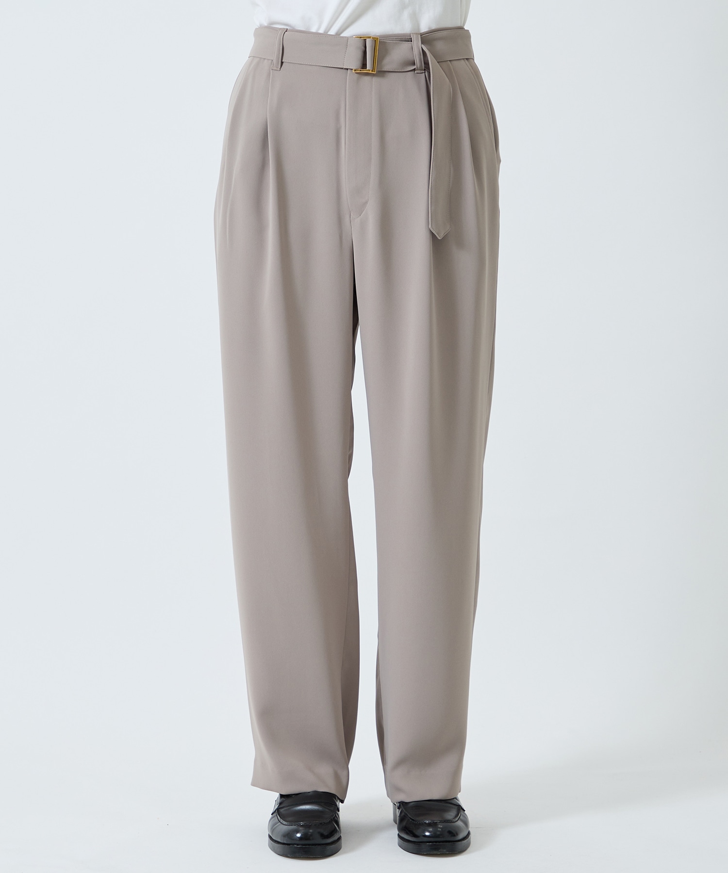 Double Satin 2 Tuck Wide Pants with Long Belt CULLNI