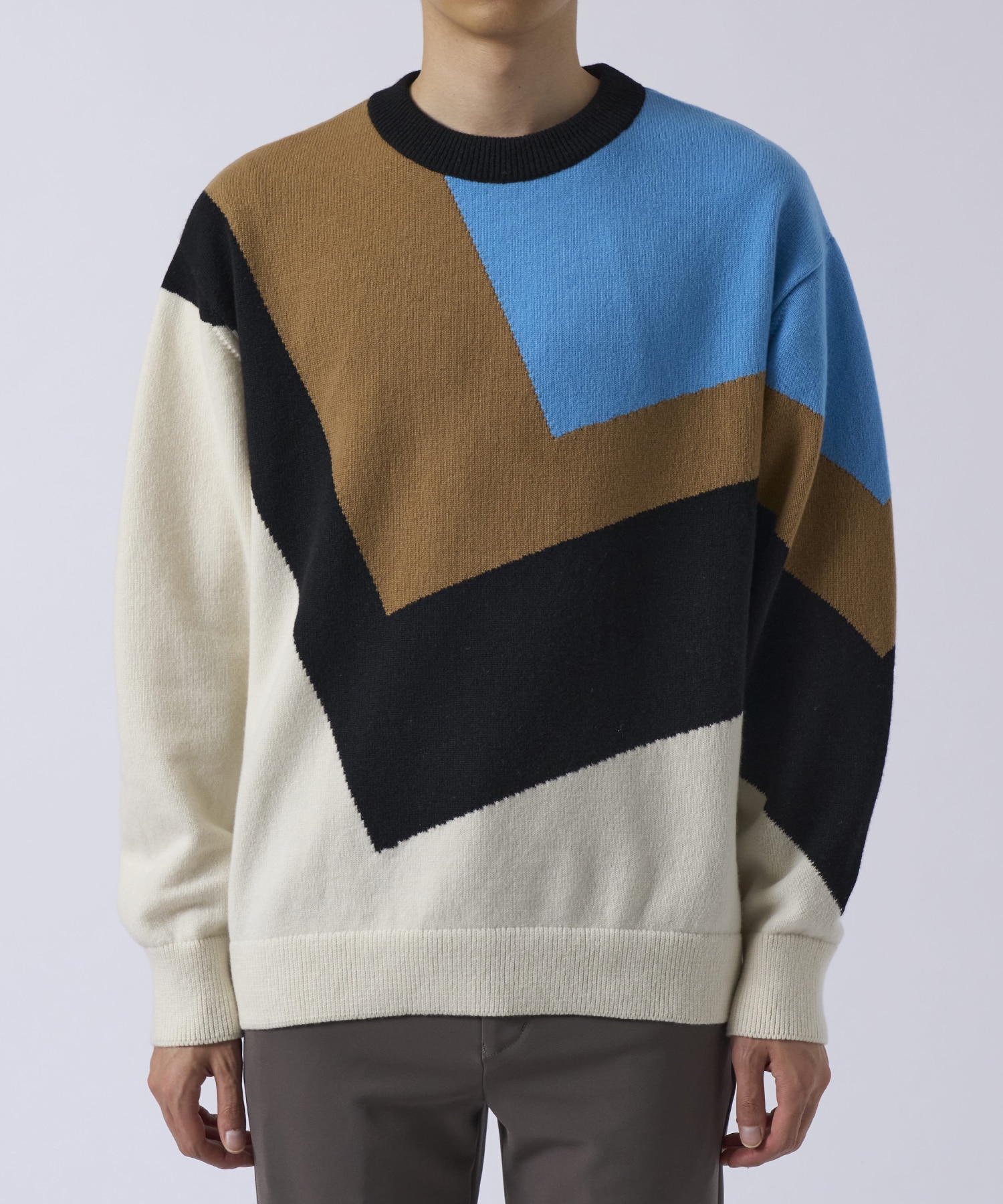 Diagonal Line Multi Color Pullover Knit CULLNI