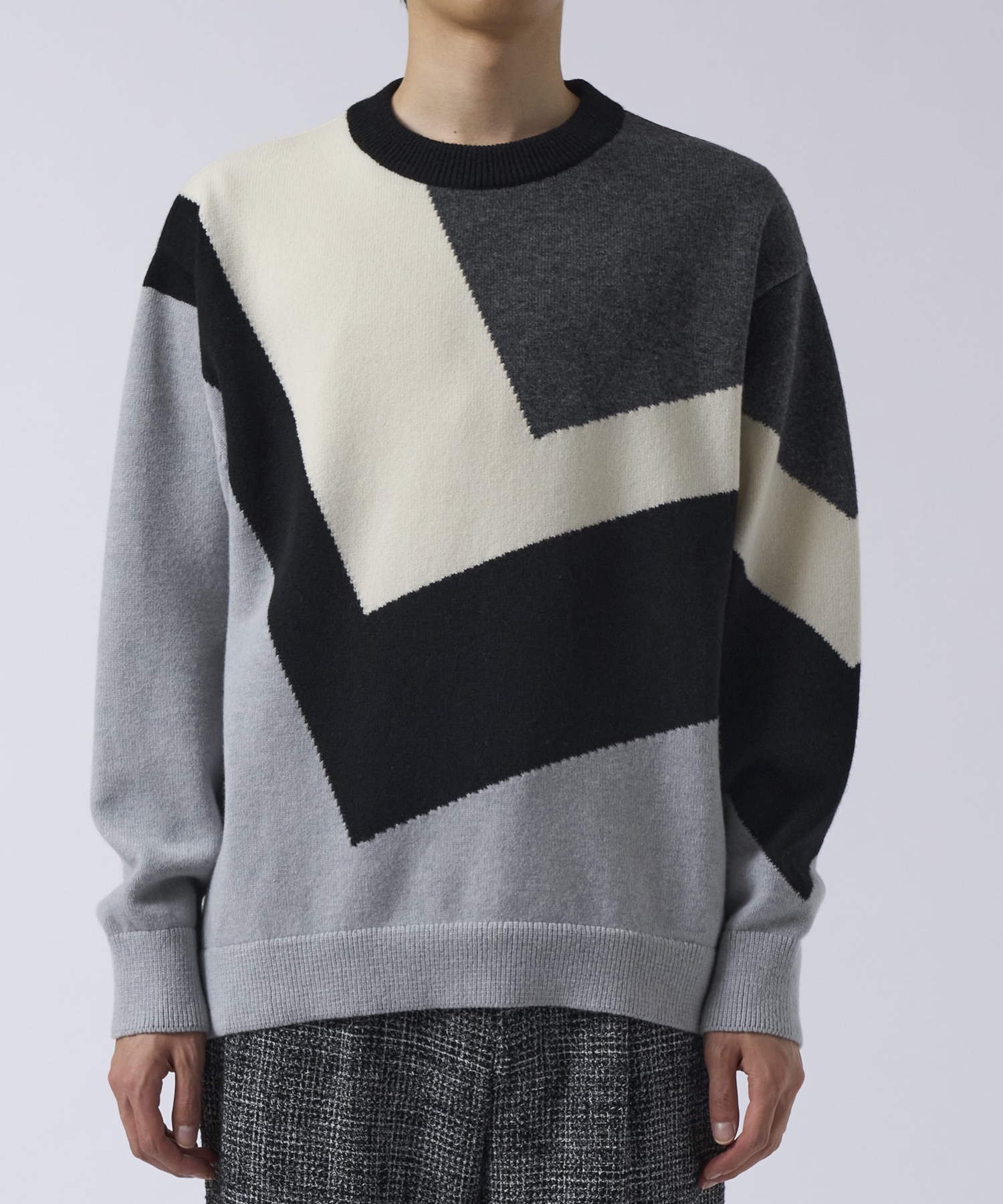 Diagonal Line Multi Color Pullover Knit CULLNI