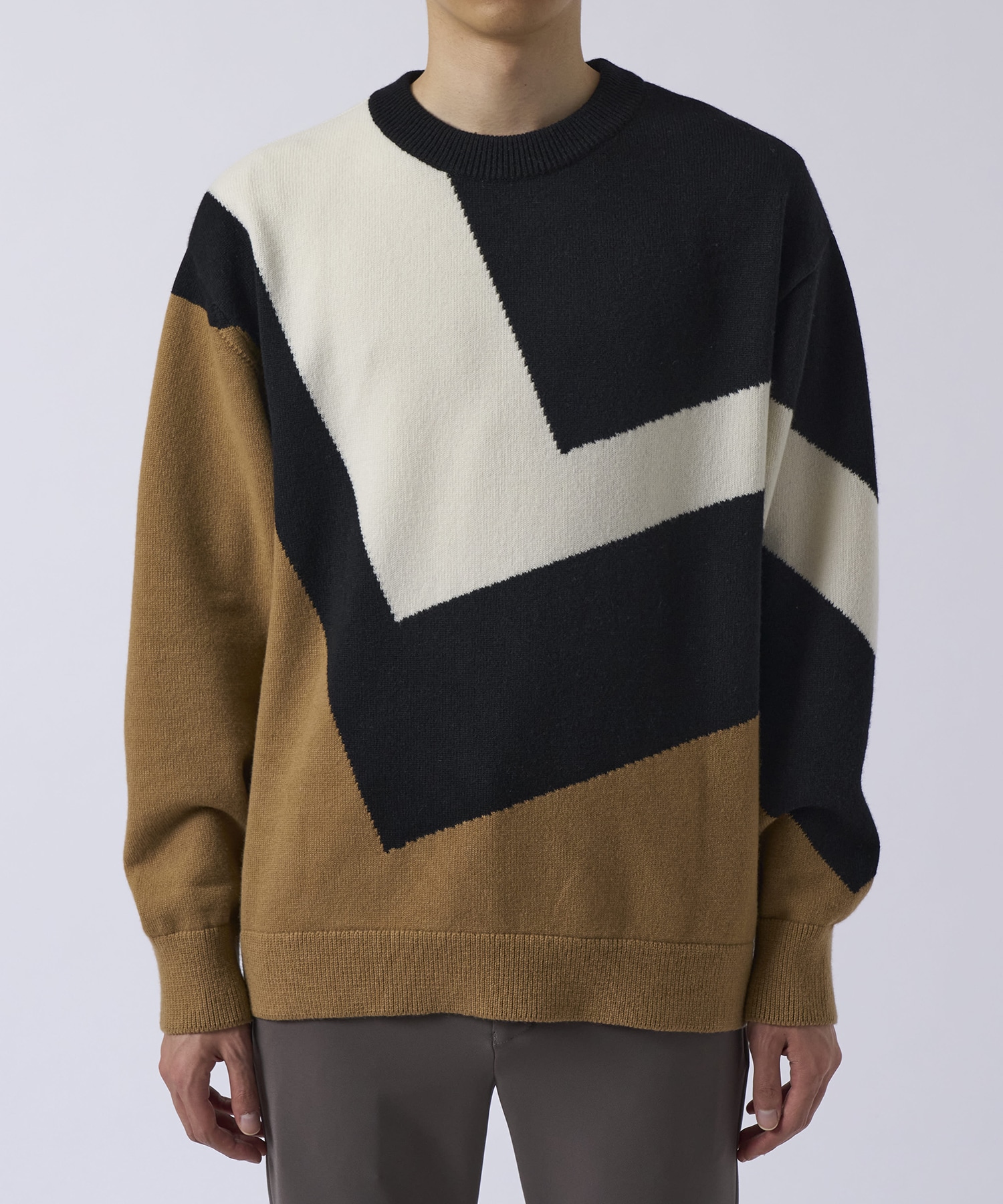 Diagonal Line Multi Color Pullover Knit CULLNI