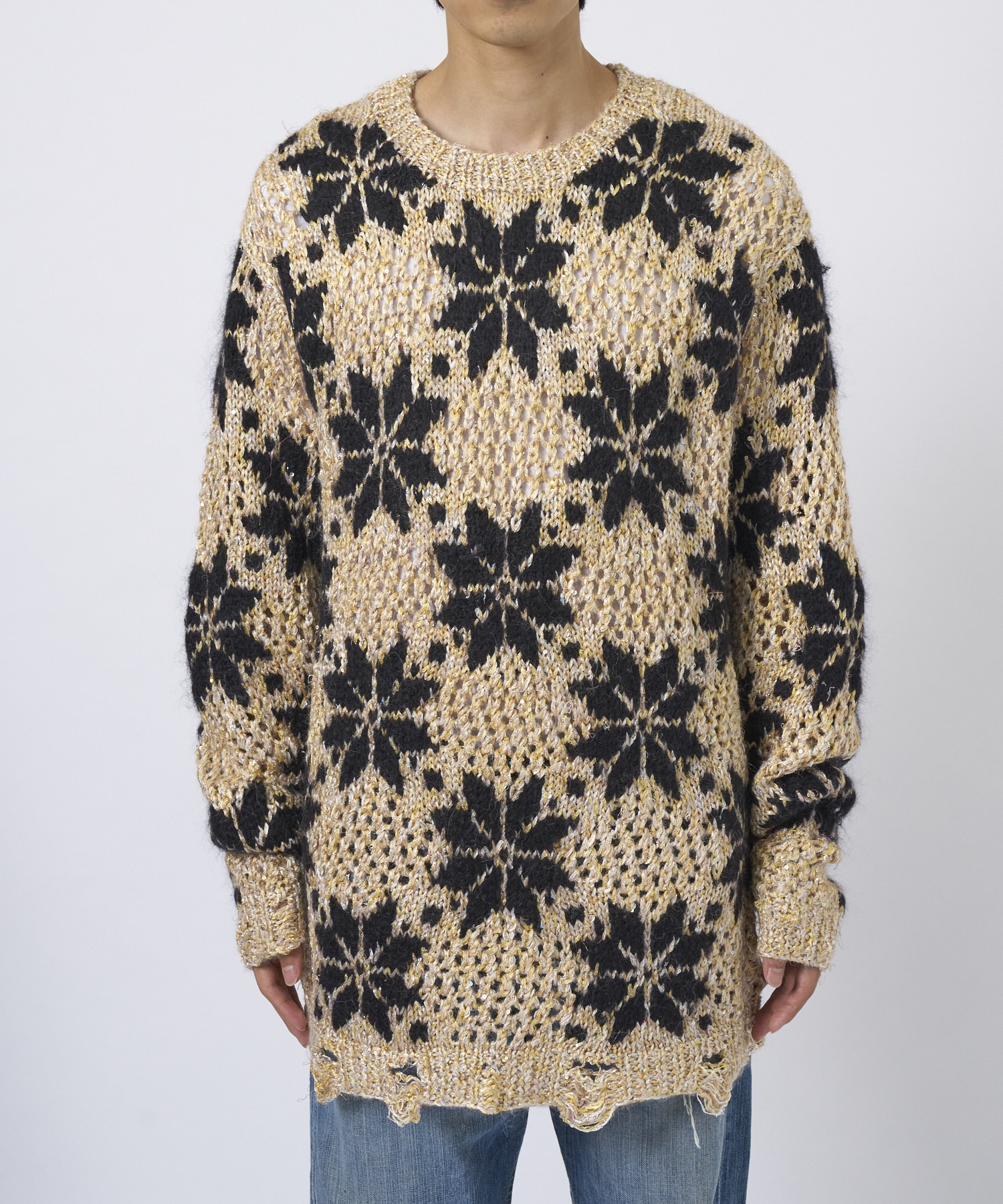 Snow Pattern Crew Neck Knit BED J.W. FORD