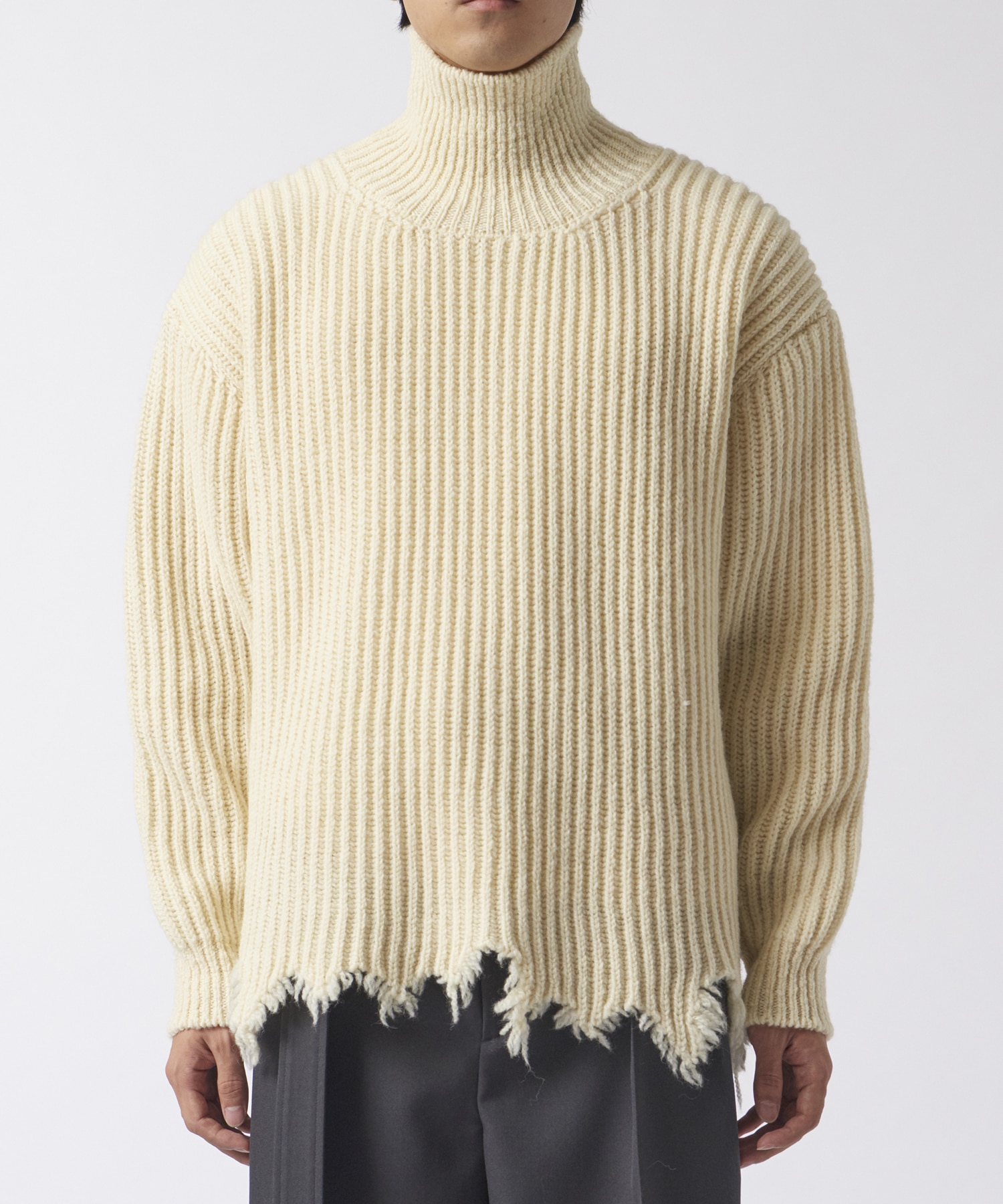 Wool broken knit high neck sweater 08sircus