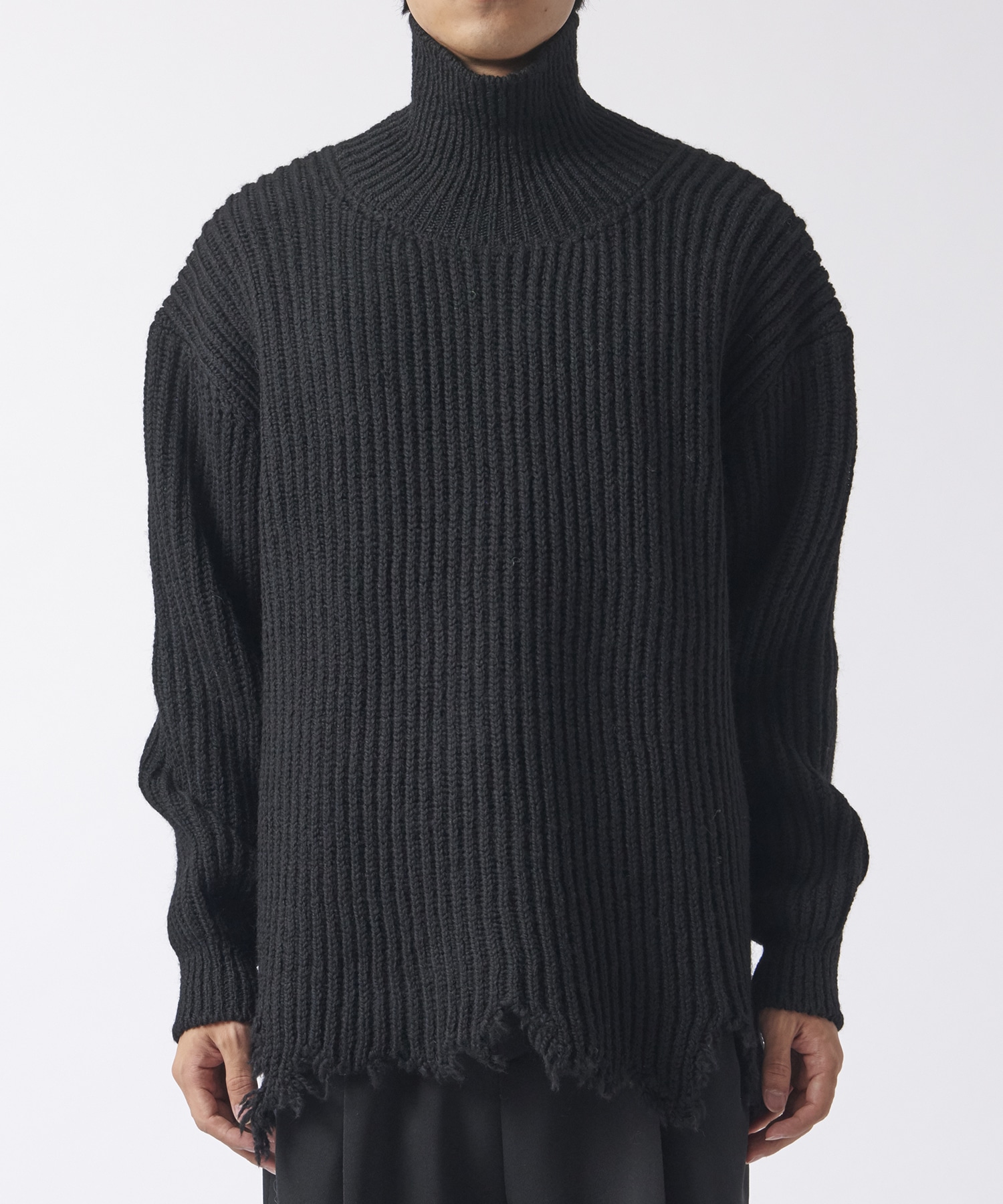 Wool broken knit high neck sweater 08sircus