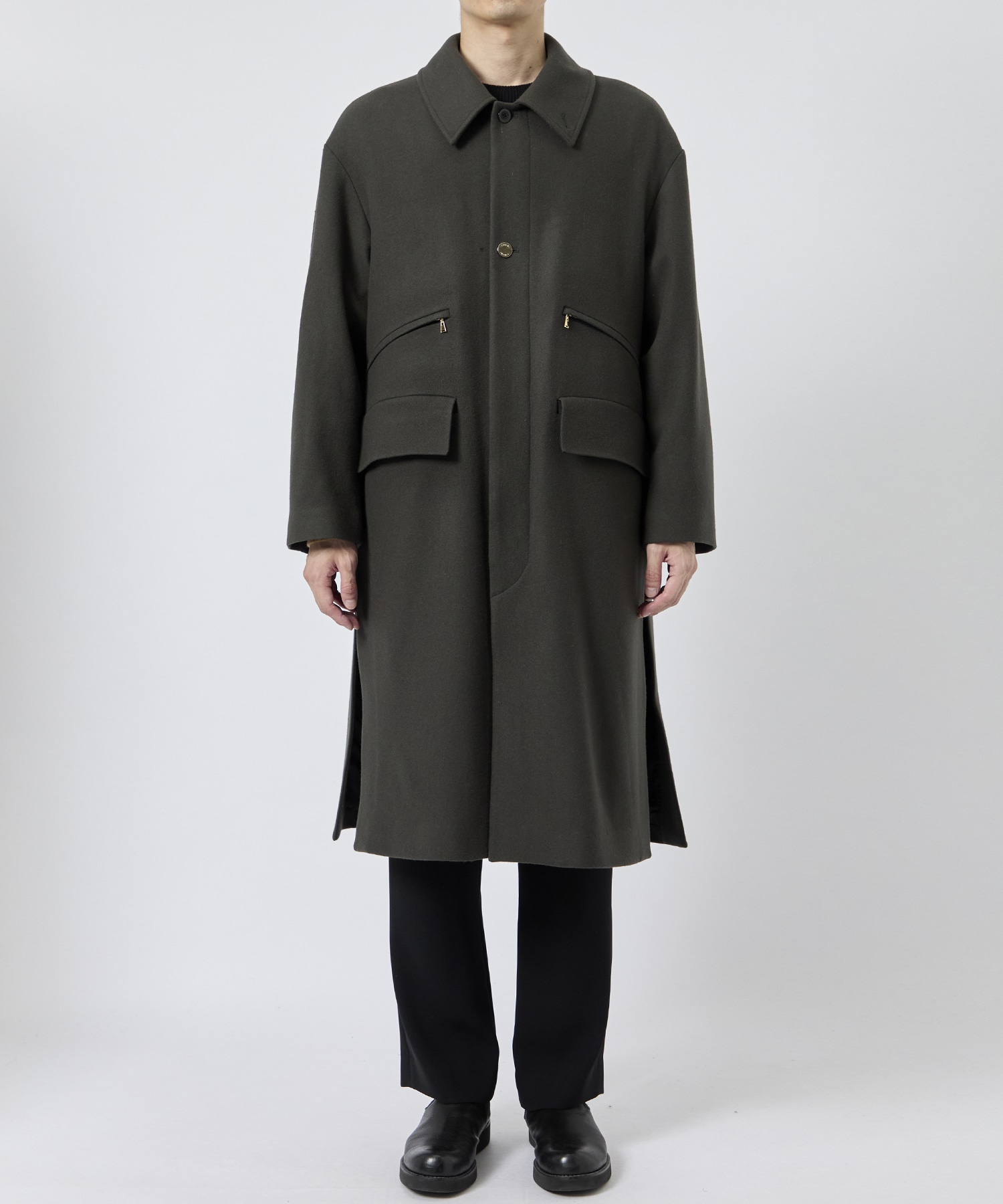 Wool Melton Double Pocket Long Coat CULLNI