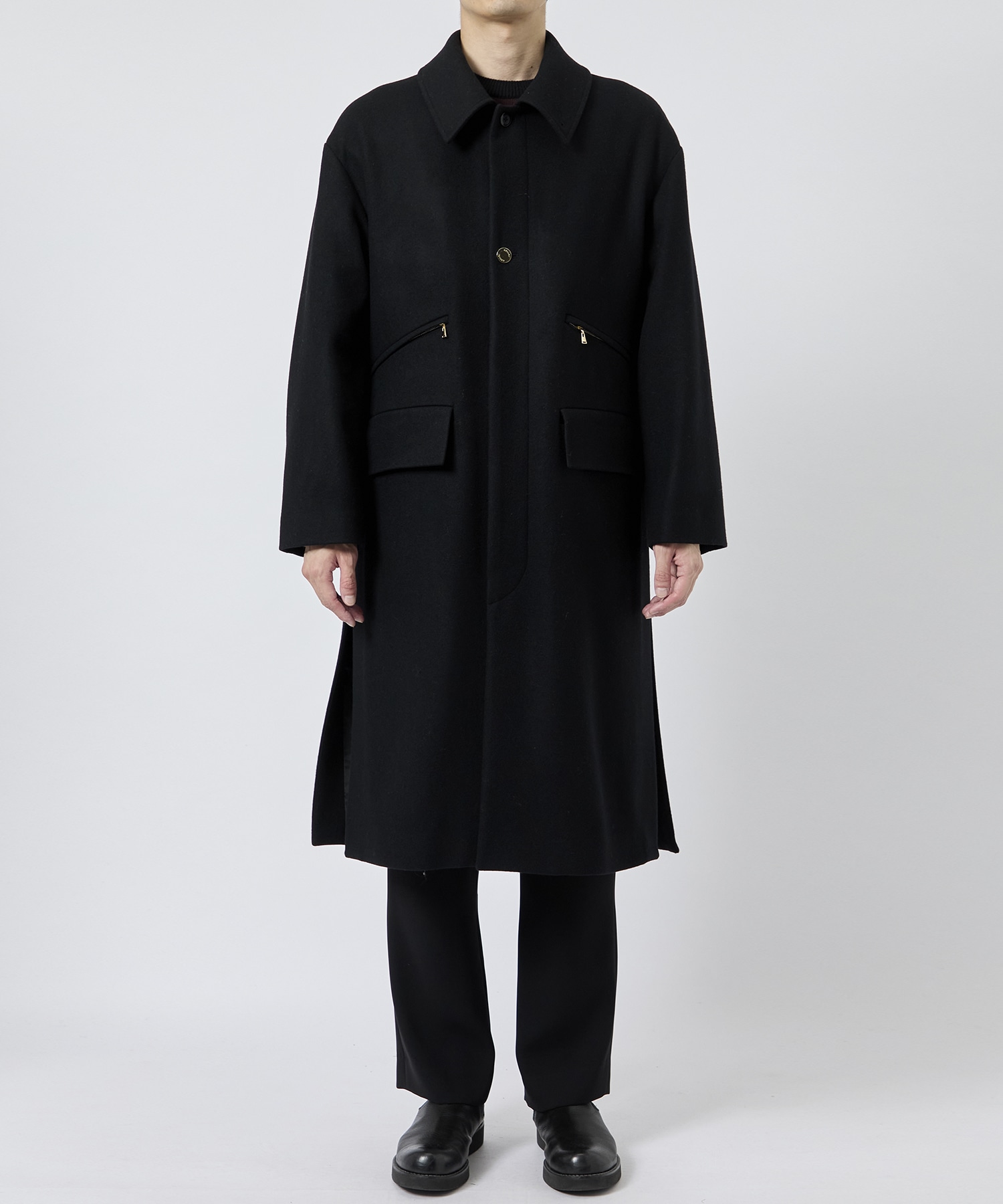 Wool Melton Double Pocket Long Coat CULLNI