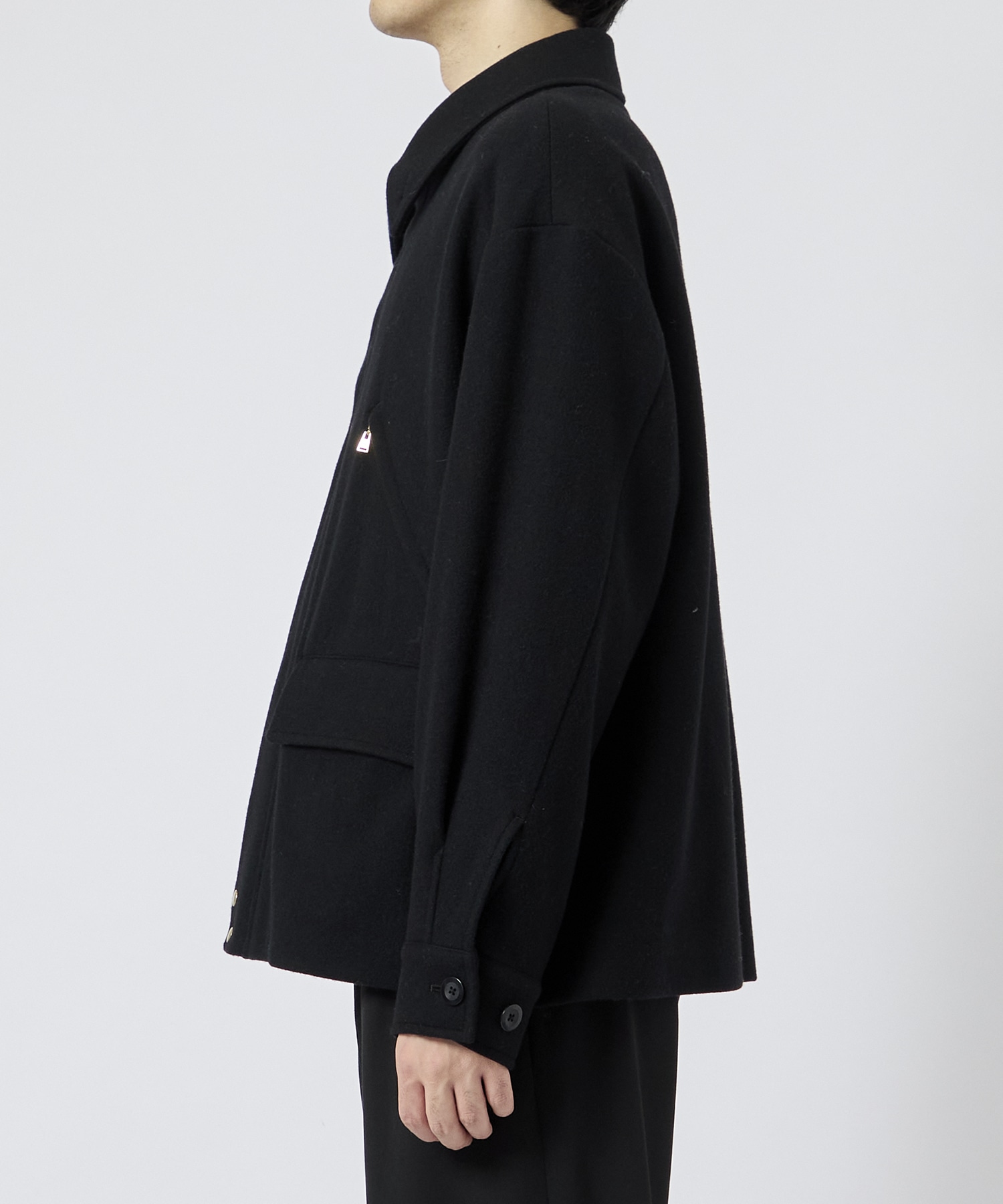 Bi Color Wool Melton Front Fly Short Coat CULLNI