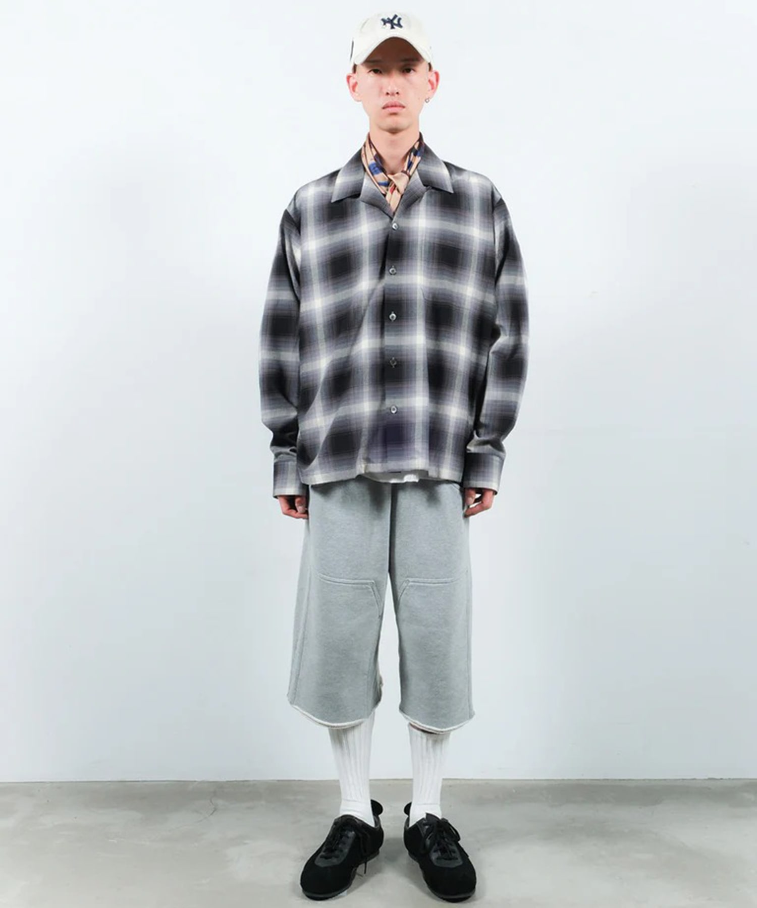 CHECK OPEN COLLAR SHIRT JieDa