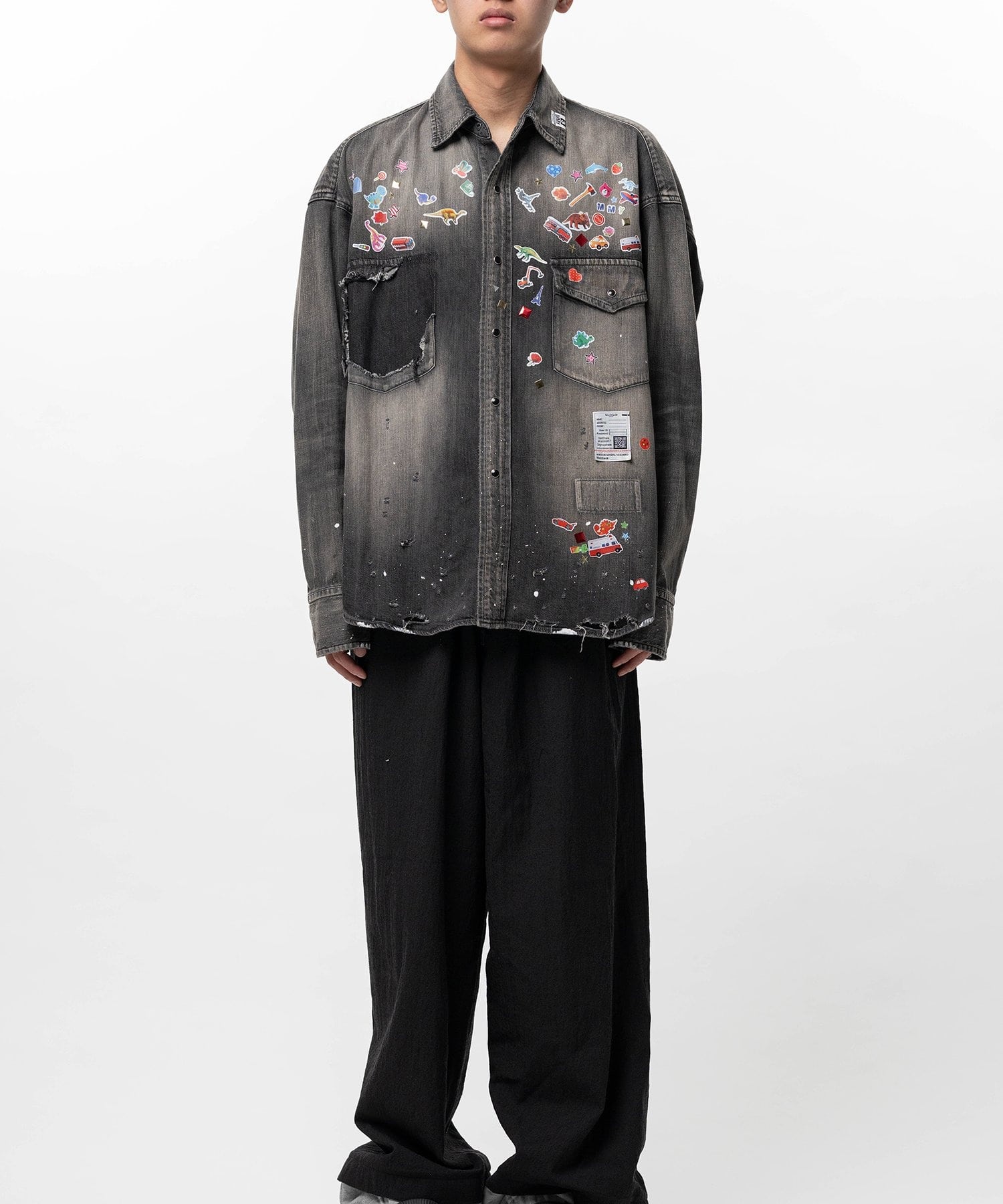 DENIM SHIRTS w STICKER Maison MIHARA YASUHIRO