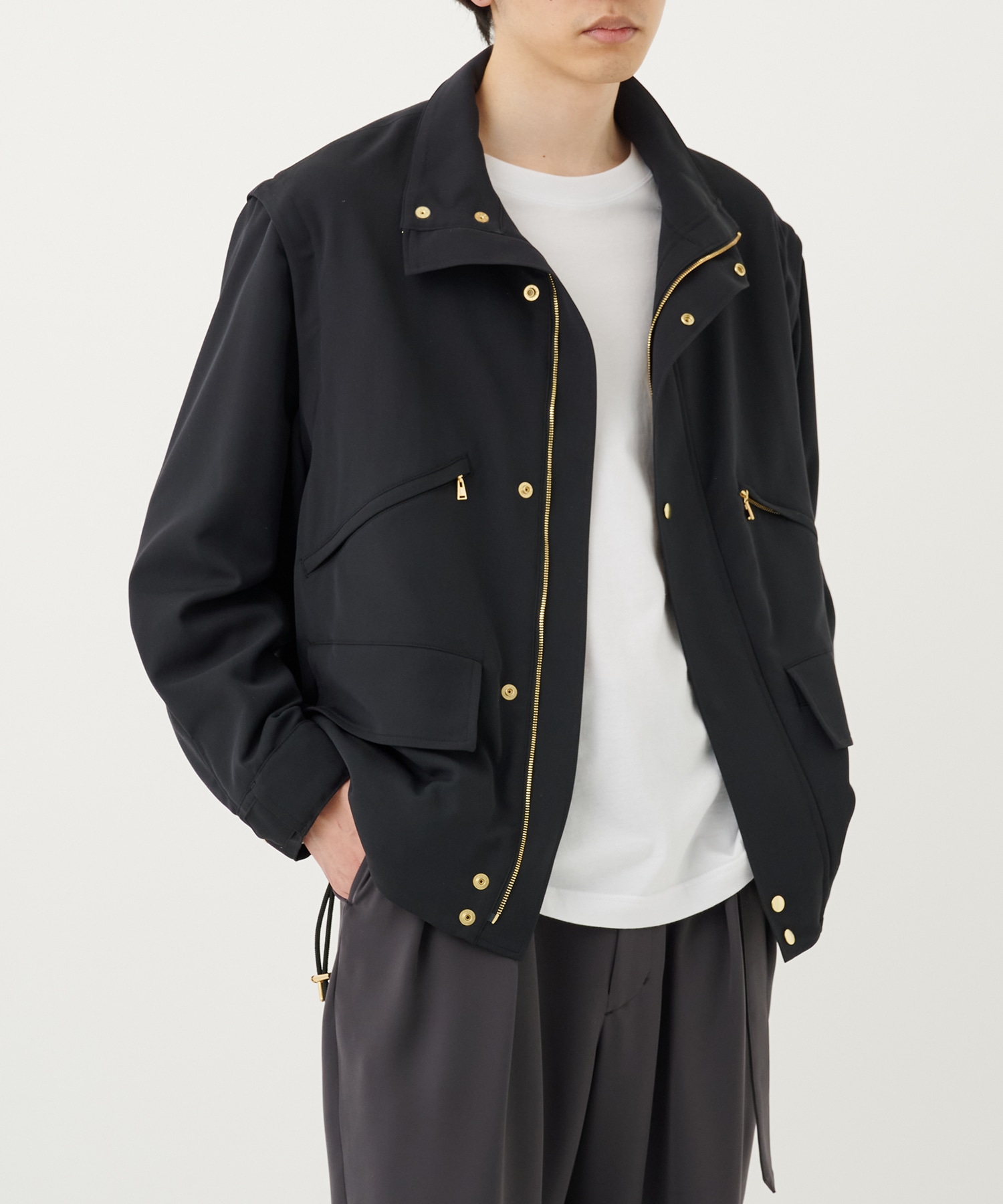 Dry Karsey Removable Sleeves Drawstring Short Coat CULLNI