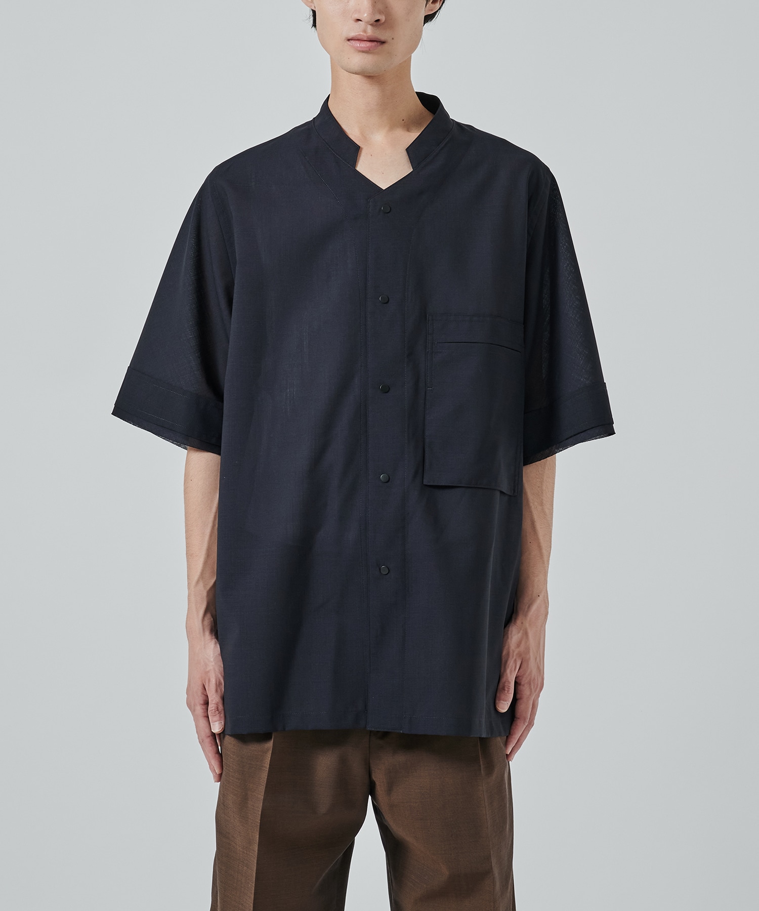 STAND COLLAR SHORT-SLEEVED SHIRT IRENISA