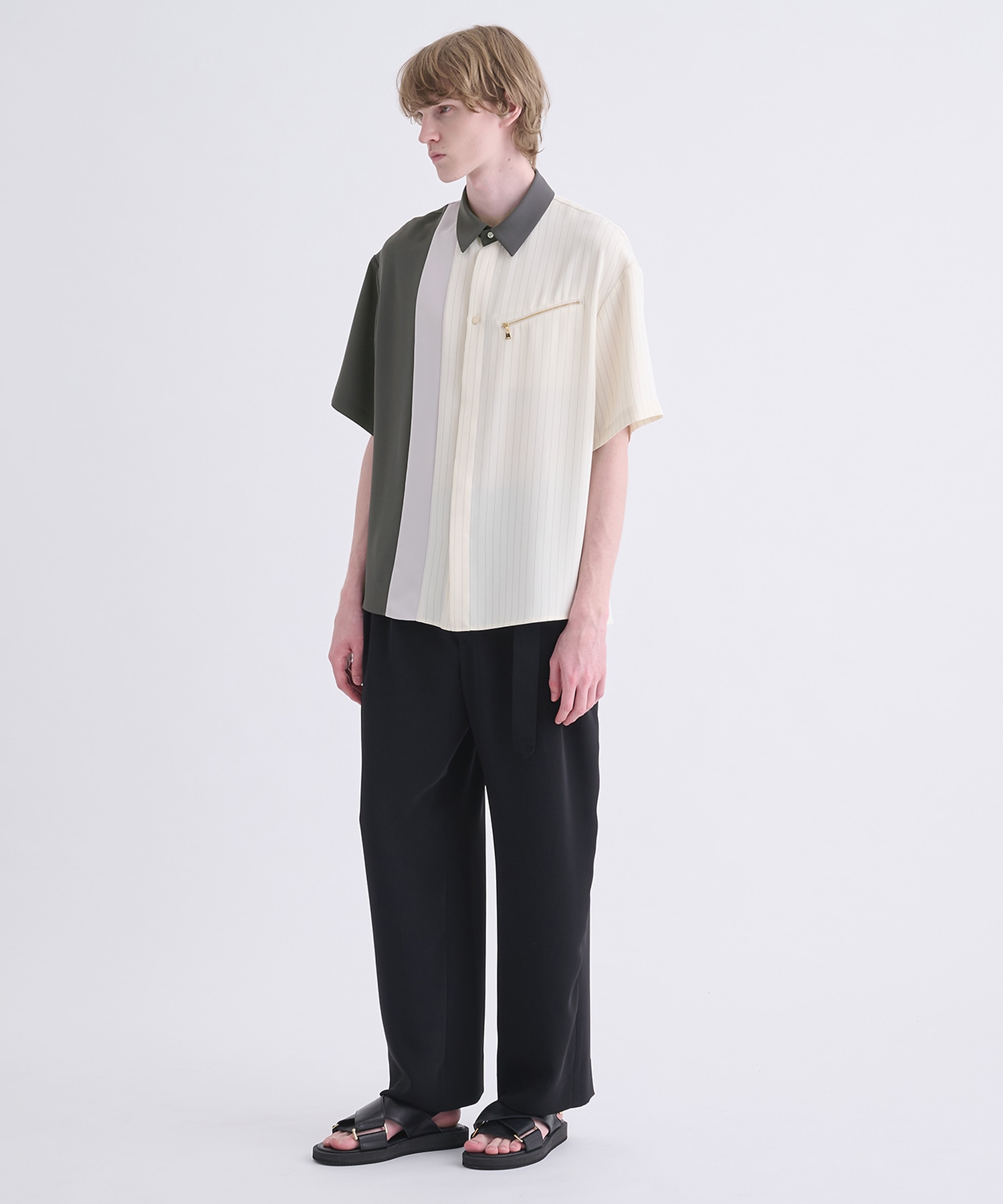 Double Satin Bi Color Short Sleeve Shirt CULLNI