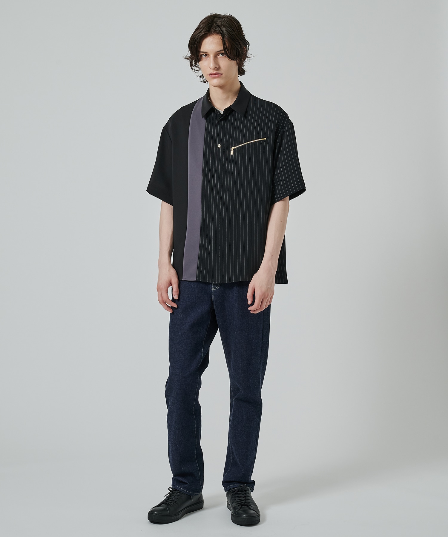 Double Satin Bi Color Short Sleeve Shirt CULLNI