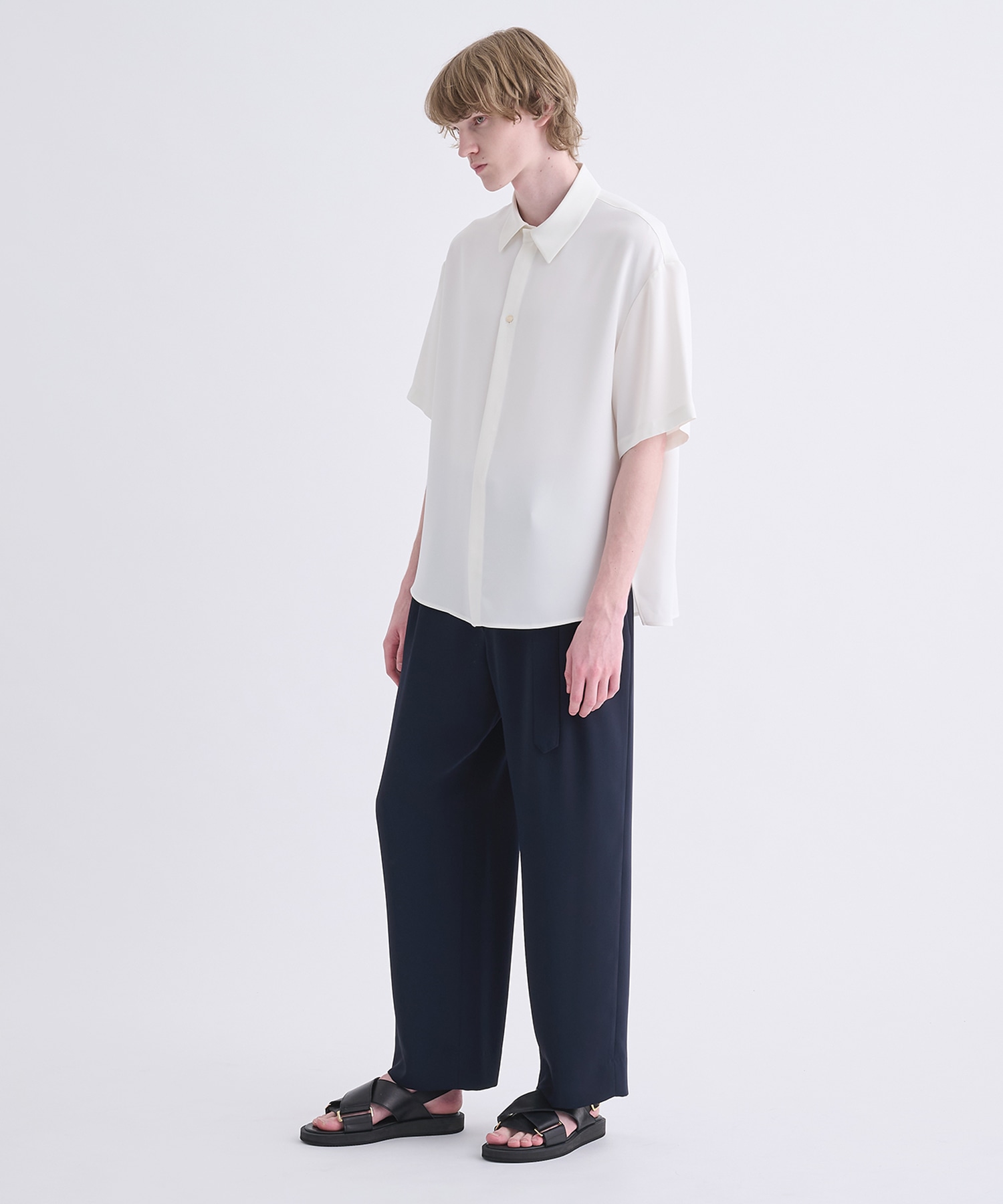 Double Satin Bow Tie Short Sleeve Shirt CULLNI