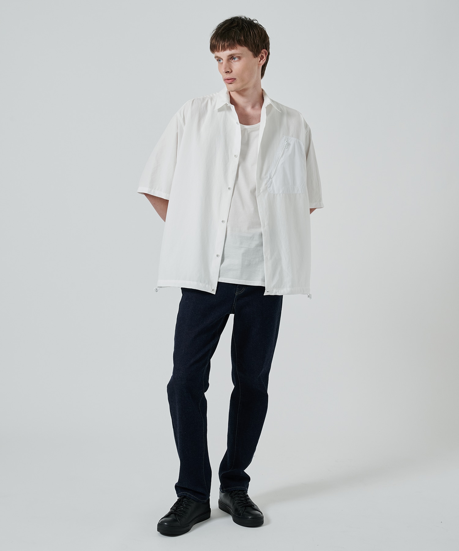 〈別注〉 DRAW CORD S/S POCKET SHIRTS White Mountaineering