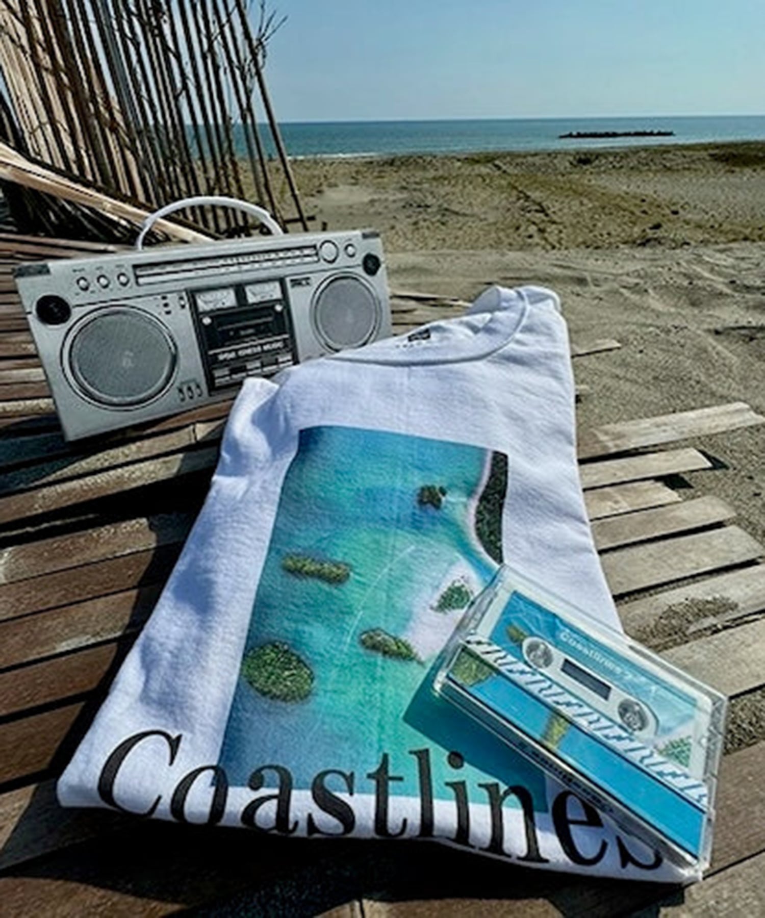Coastlines T-SHIRT with cassette tape is-ness