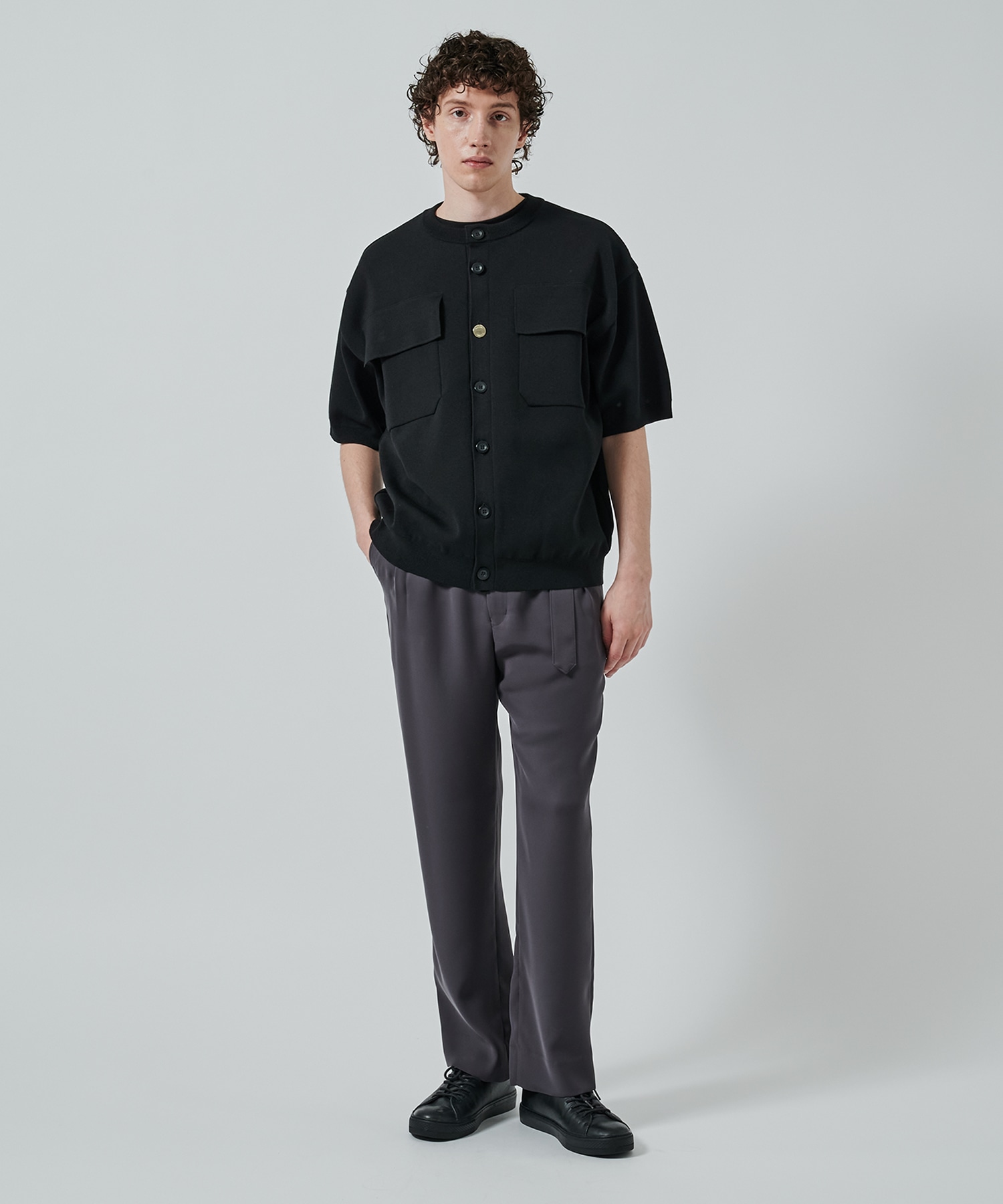 Dry Double Satin 1Tuck Pant with Long Belt CULLNI