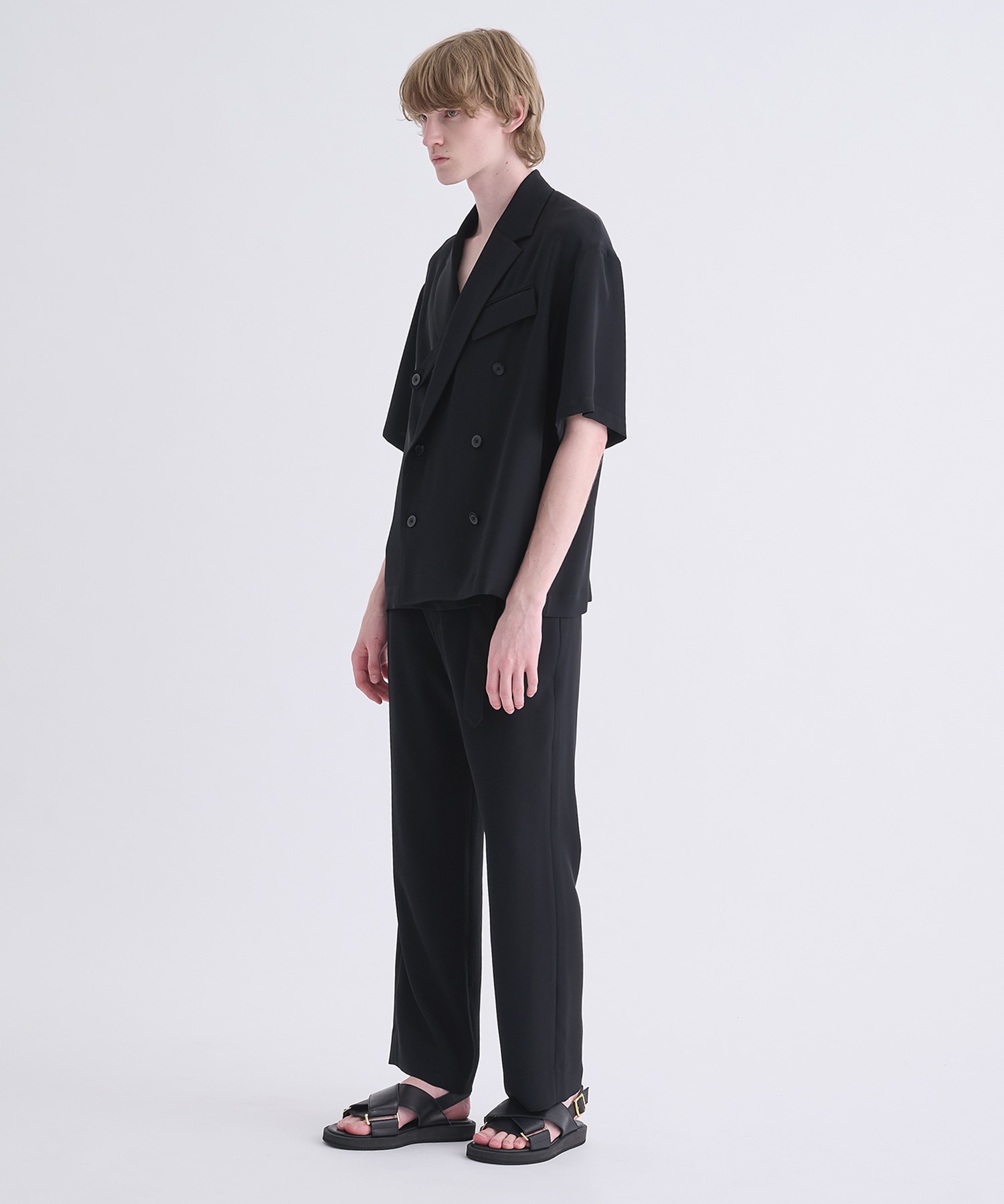 Dry Double Satin 1Tuck Pant with Long Belt CULLNI
