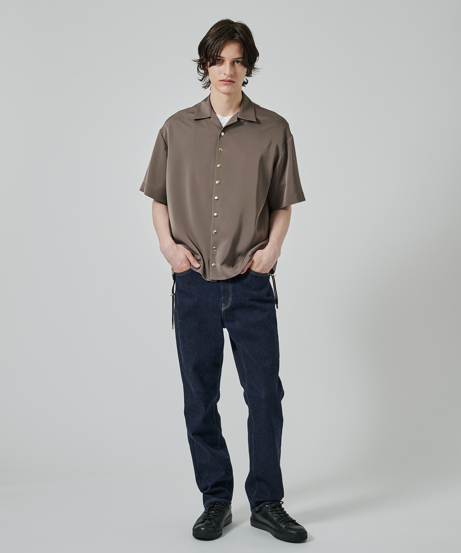 Dry Stretch Twill Drawstring Open Coller Short Sleeve Jaket CULLNI