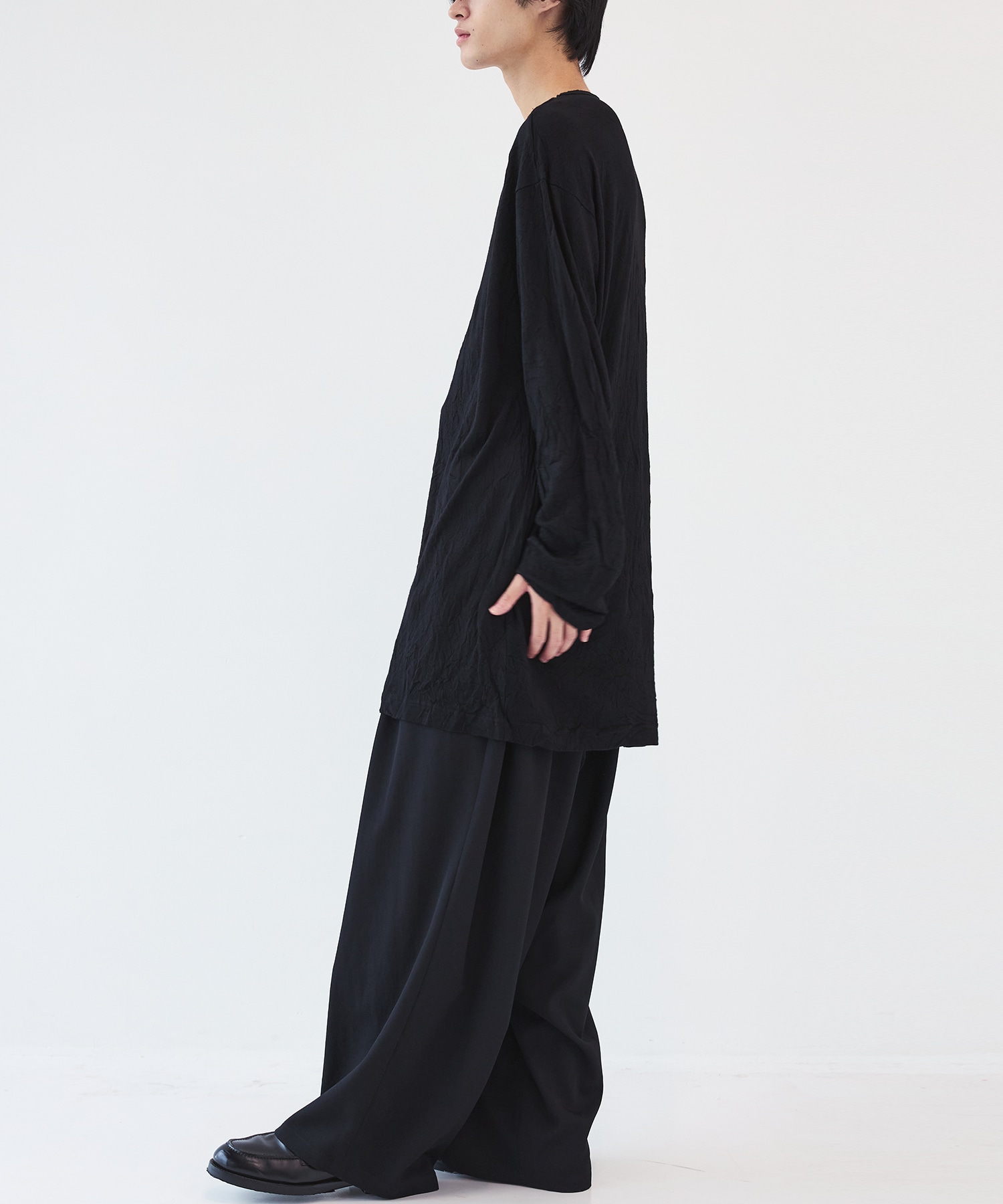 WASHABLE WOOL JERSEY ROUND NECK LONG SLV T Yohji Yamamoto