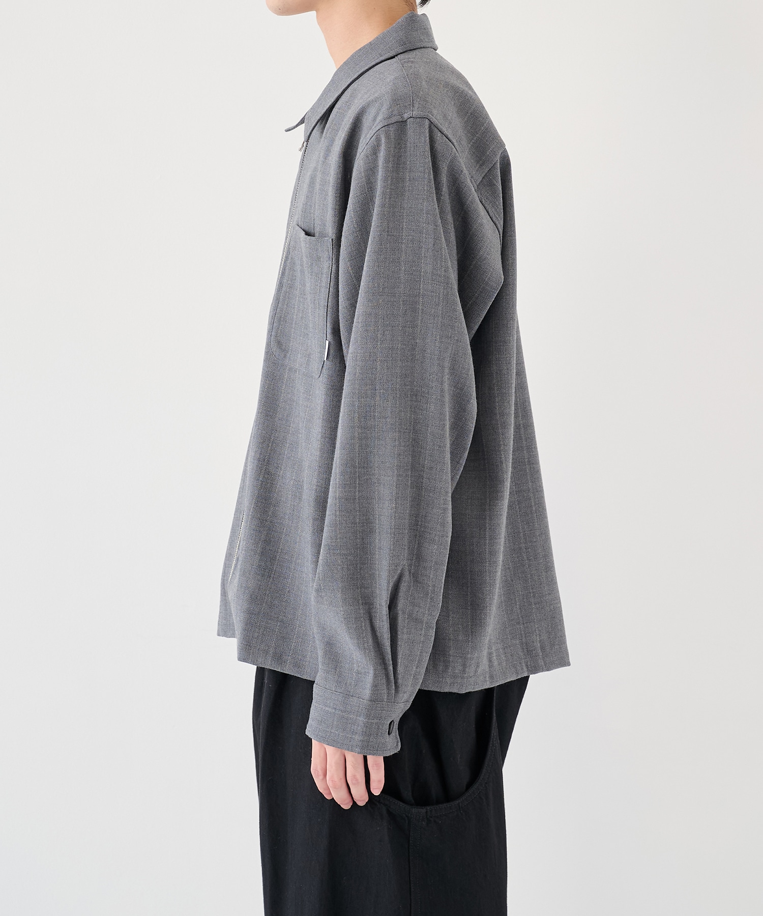 WOOL STRIPE ZIP SHIRT JieDa