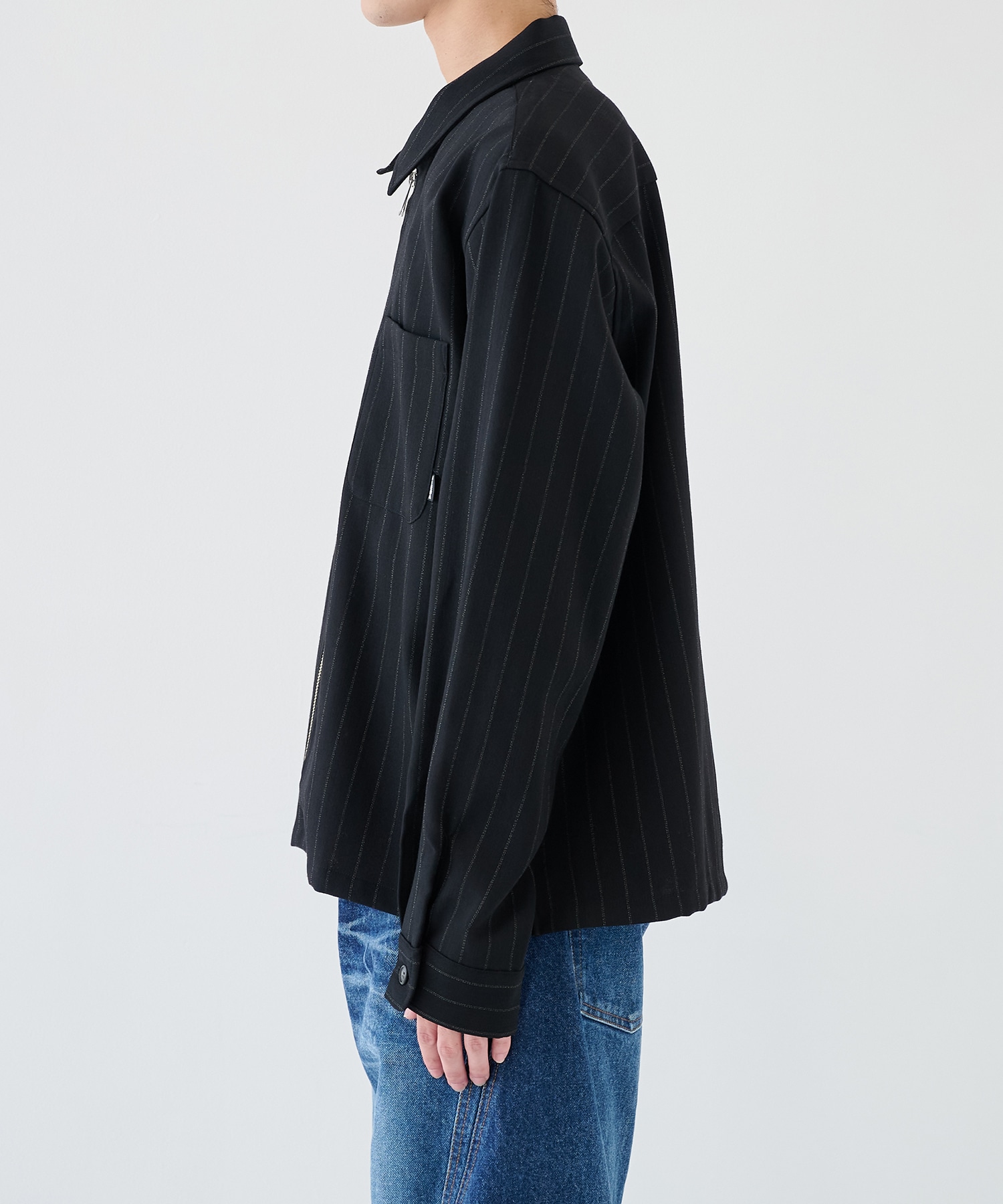 WOOL STRIPE ZIP SHIRT JieDa
