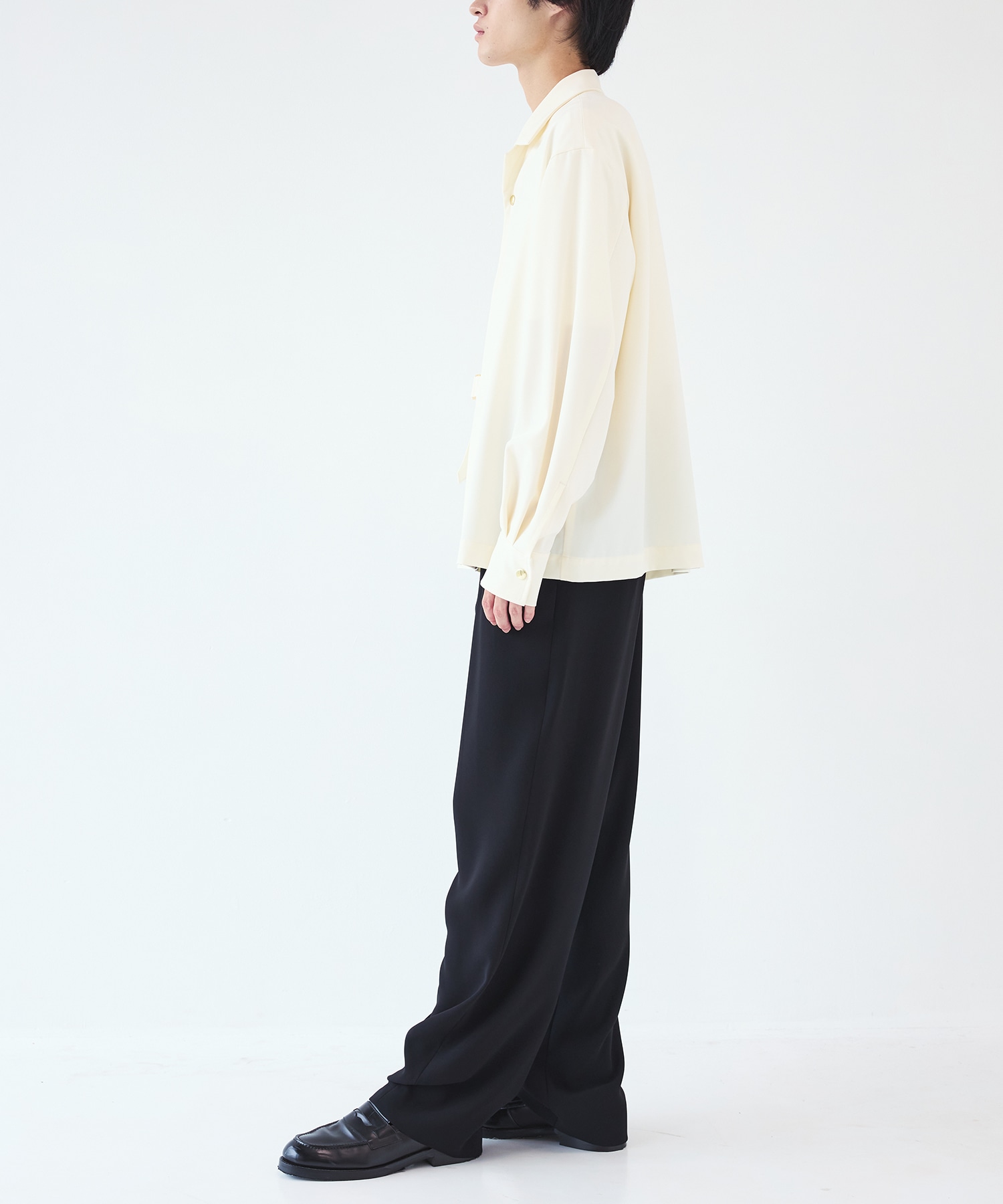 Stretch Twill Tie Locken Open Collar Shirt CULLNI