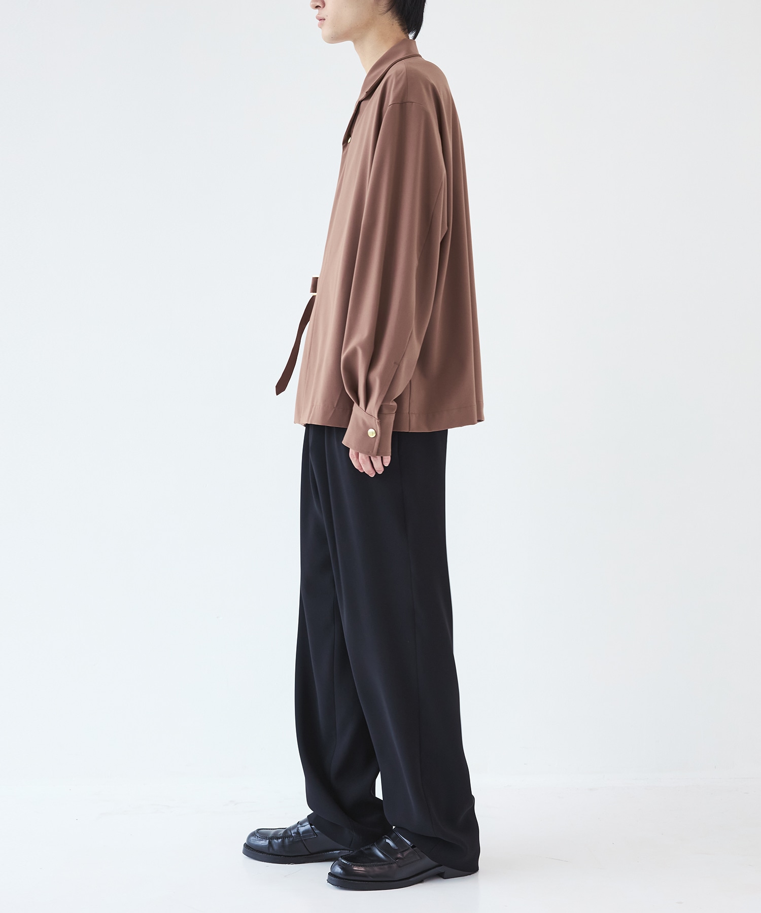 Stretch Twill Tie Locken Open Collar Shirt CULLNI