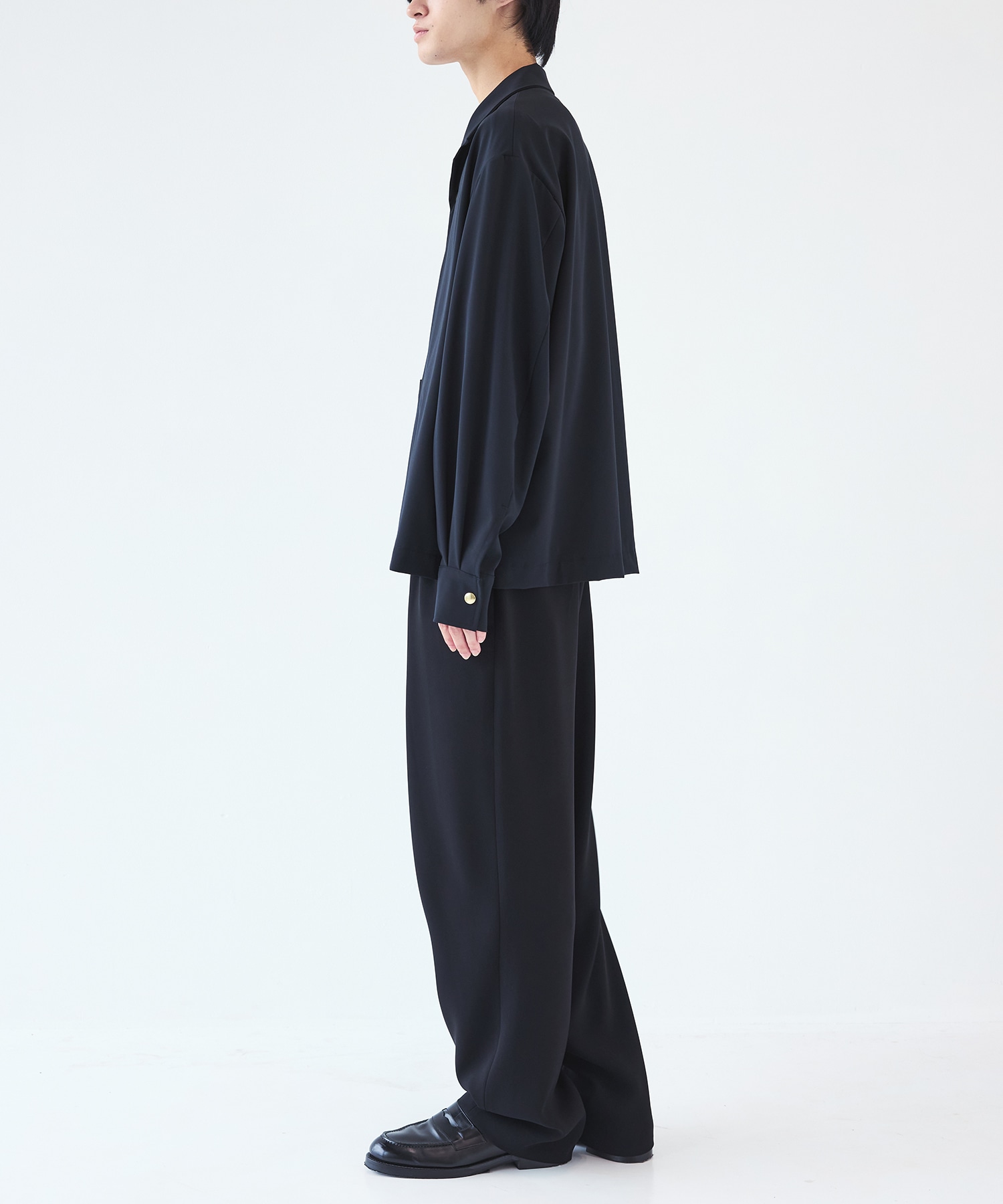 Stretch Twill Tie Locken Open Collar Shirt CULLNI