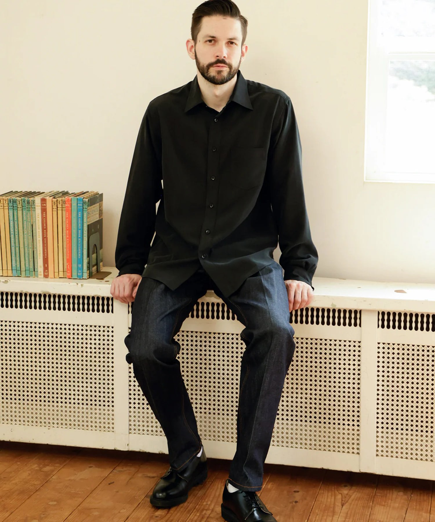 T/R POWDER POPLIN CLOTH /REGULAR COLLAR SHIRT MR.OLIVE