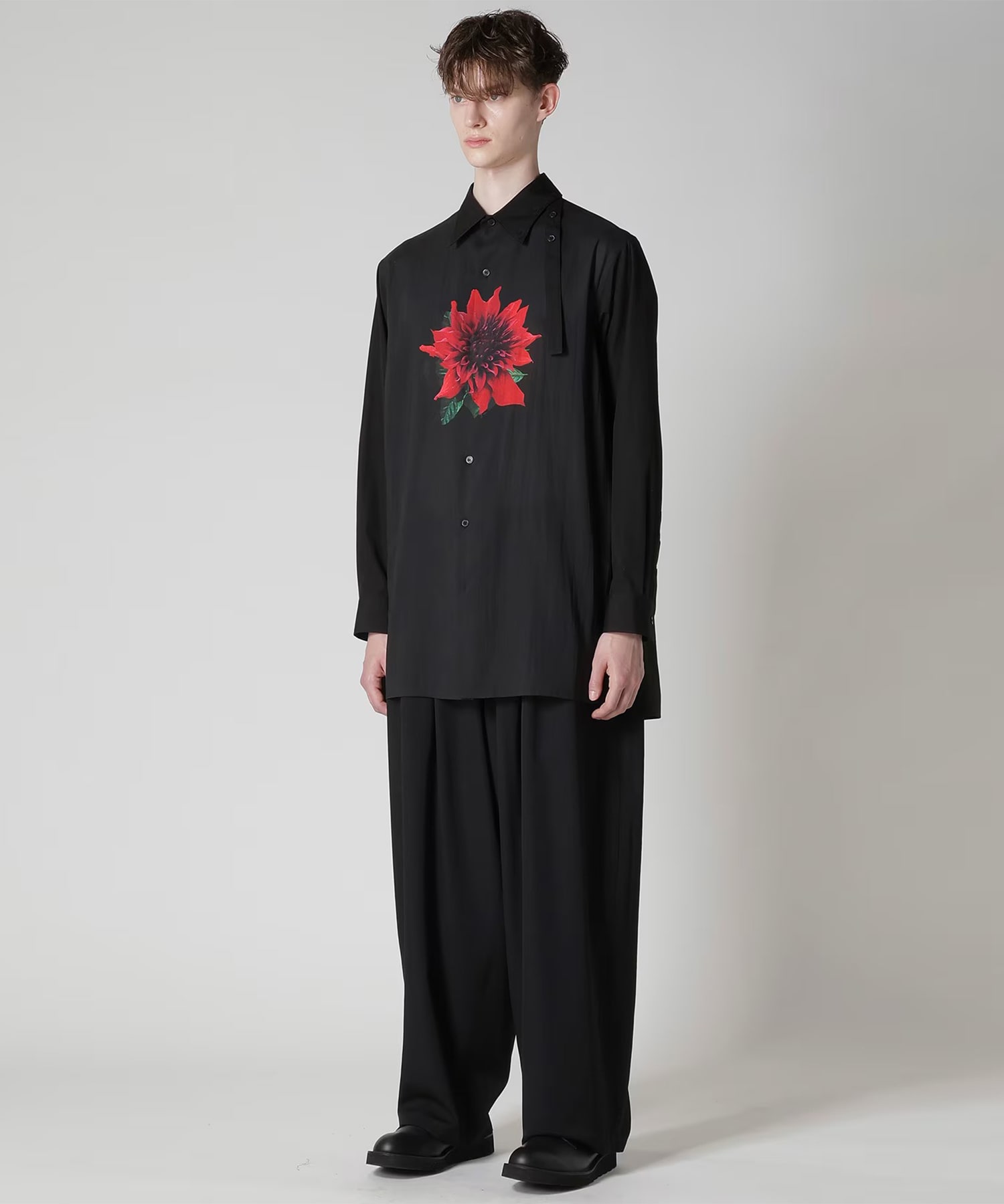 OVERSIZED SILHOUETTE SHIRT IN BROAD AND CELLULOSE BLACK DAHL Y's for men